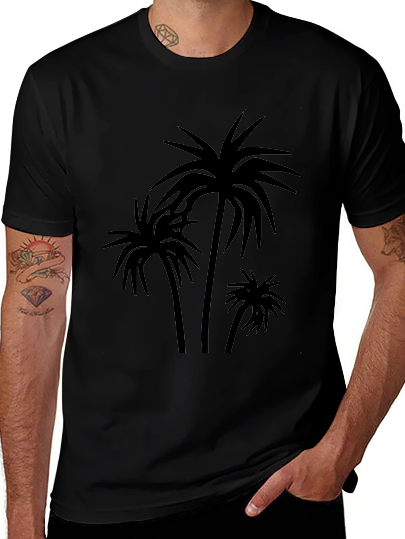 Palm Tree Graphic Black T-Shirt