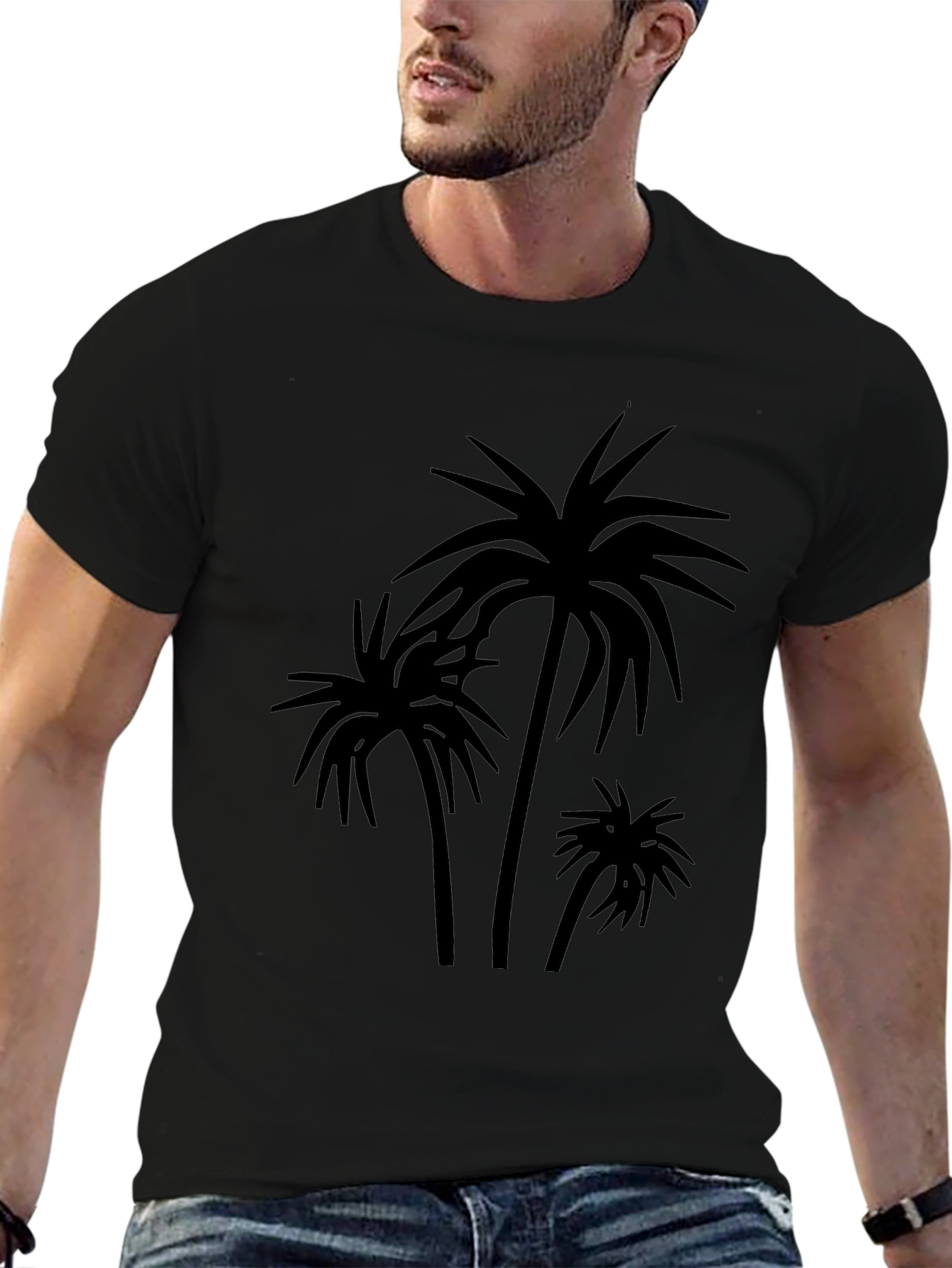 Palm Tree Graphic Black T-Shirt