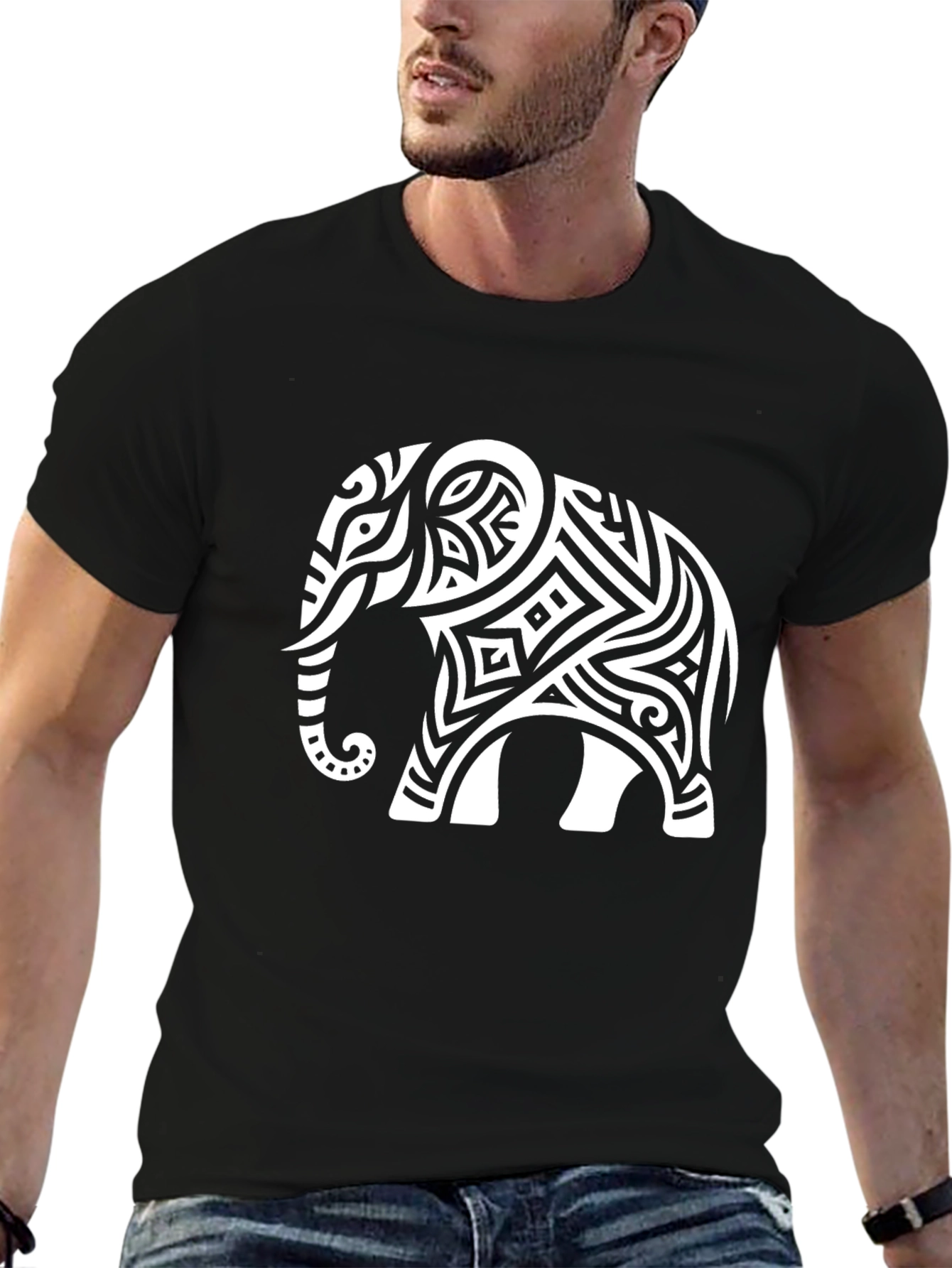 Tribal Elephant Graphic Tee - Stylish Mens T-Shirt