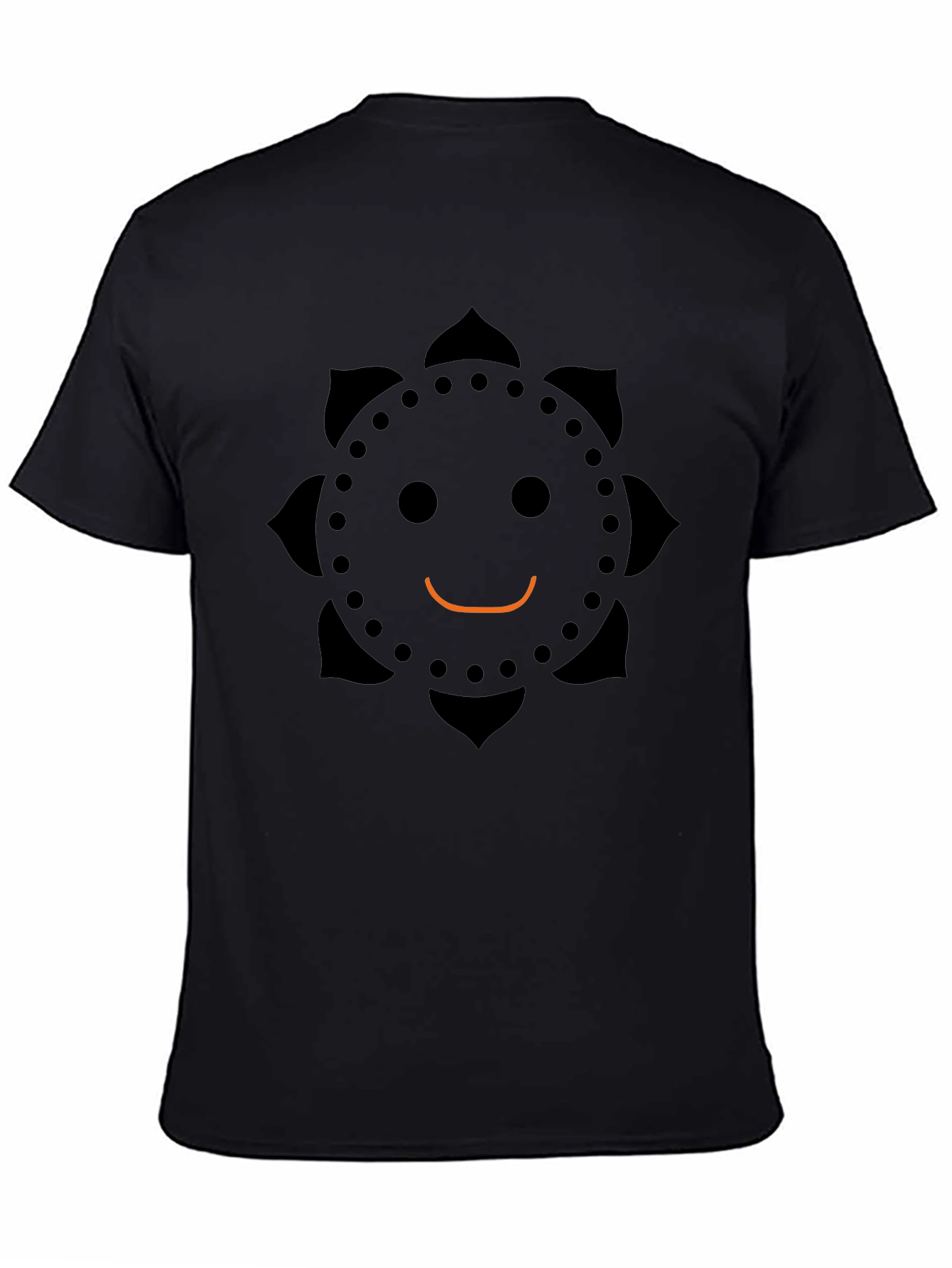 Smiley Face Flower T-Shirt - Casual Black Tee