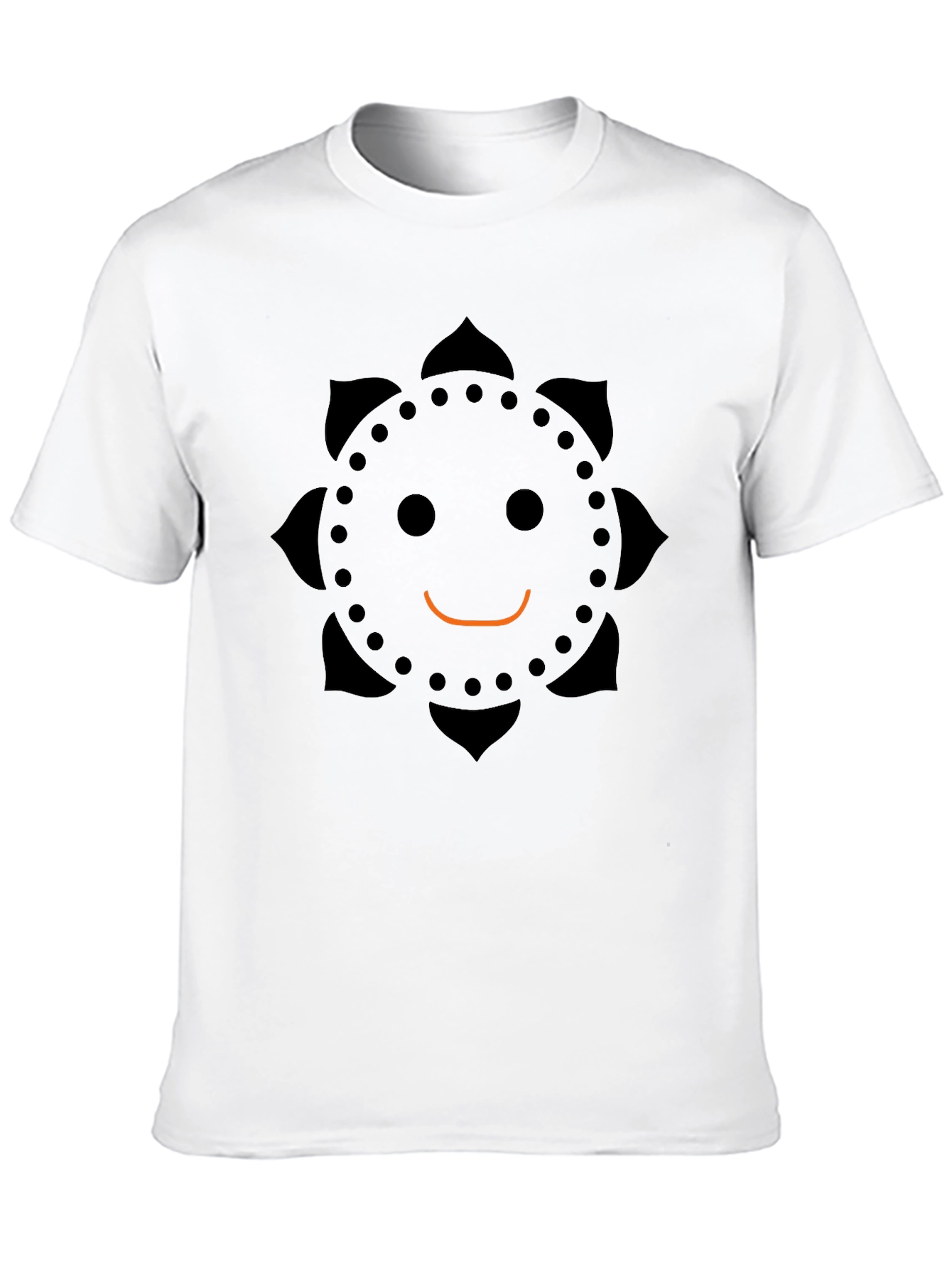 Smiley Face Flower T-Shirt - Casual Black Tee
