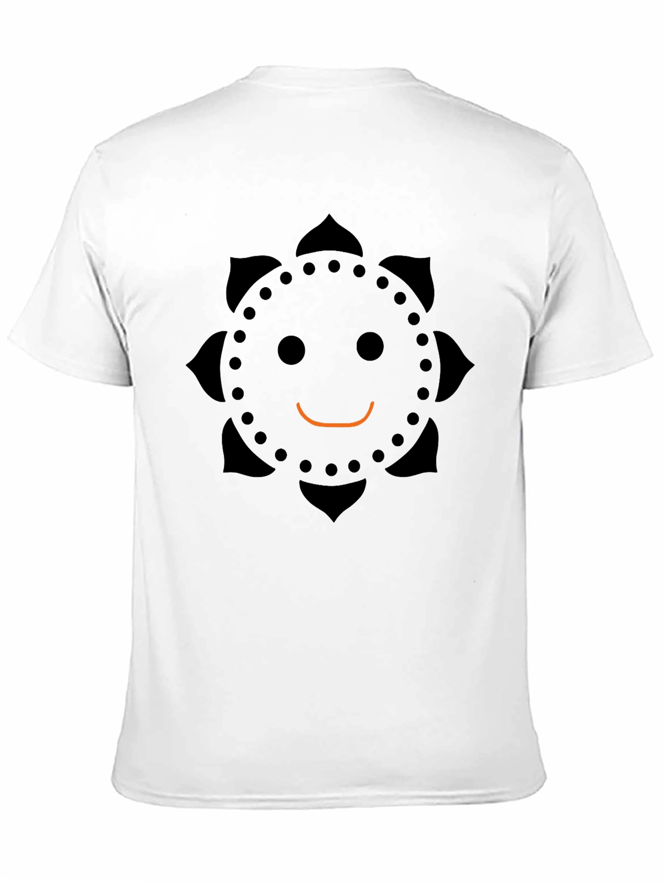 Smiley Face Flower T-Shirt - Casual Black Tee