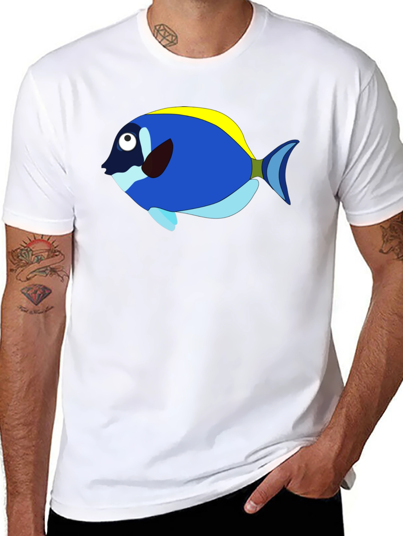 Blue Tang Cartoon Graphic T-Shirt