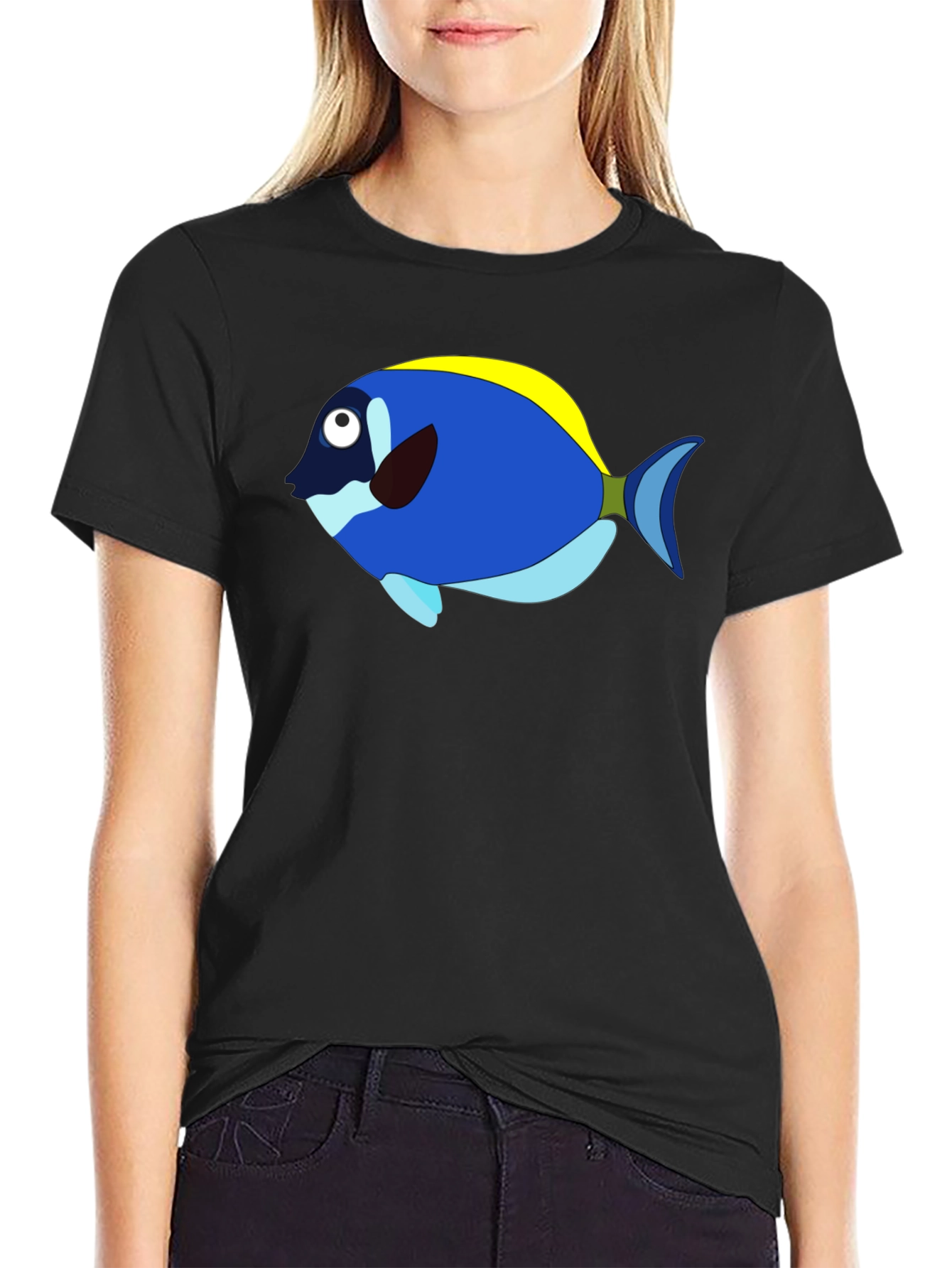 Blue Tang Cartoon Graphic T-Shirt