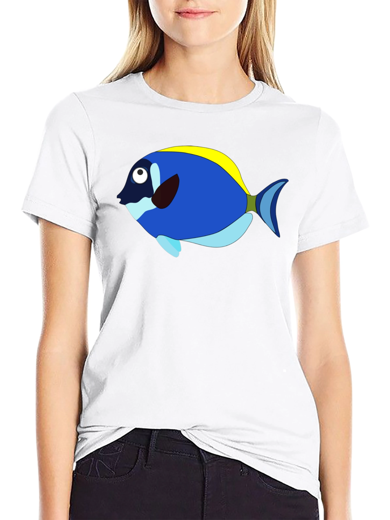 Blue Tang Cartoon Graphic T-Shirt