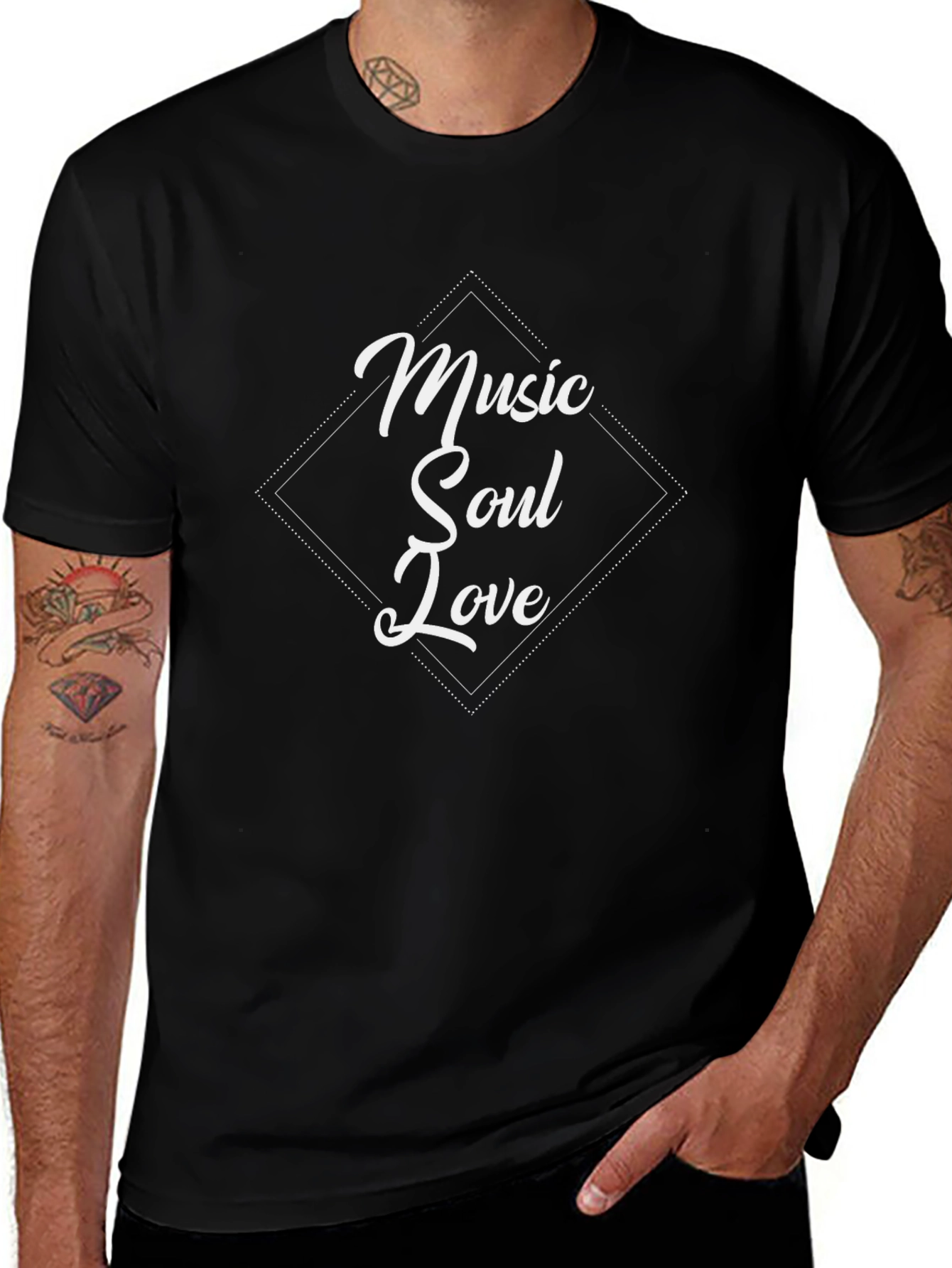 Music Soul Love Graphic Tee - Black Cotton T-Shirt