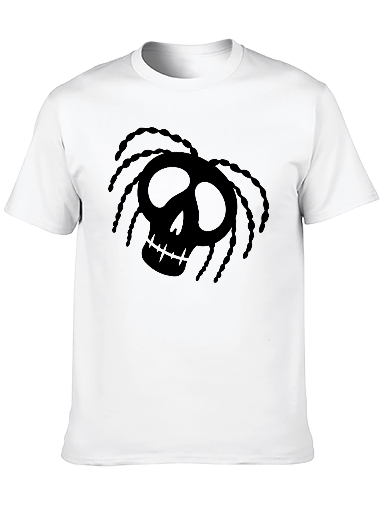 Skull Dreadlock Graphic T-Shirt - Black
