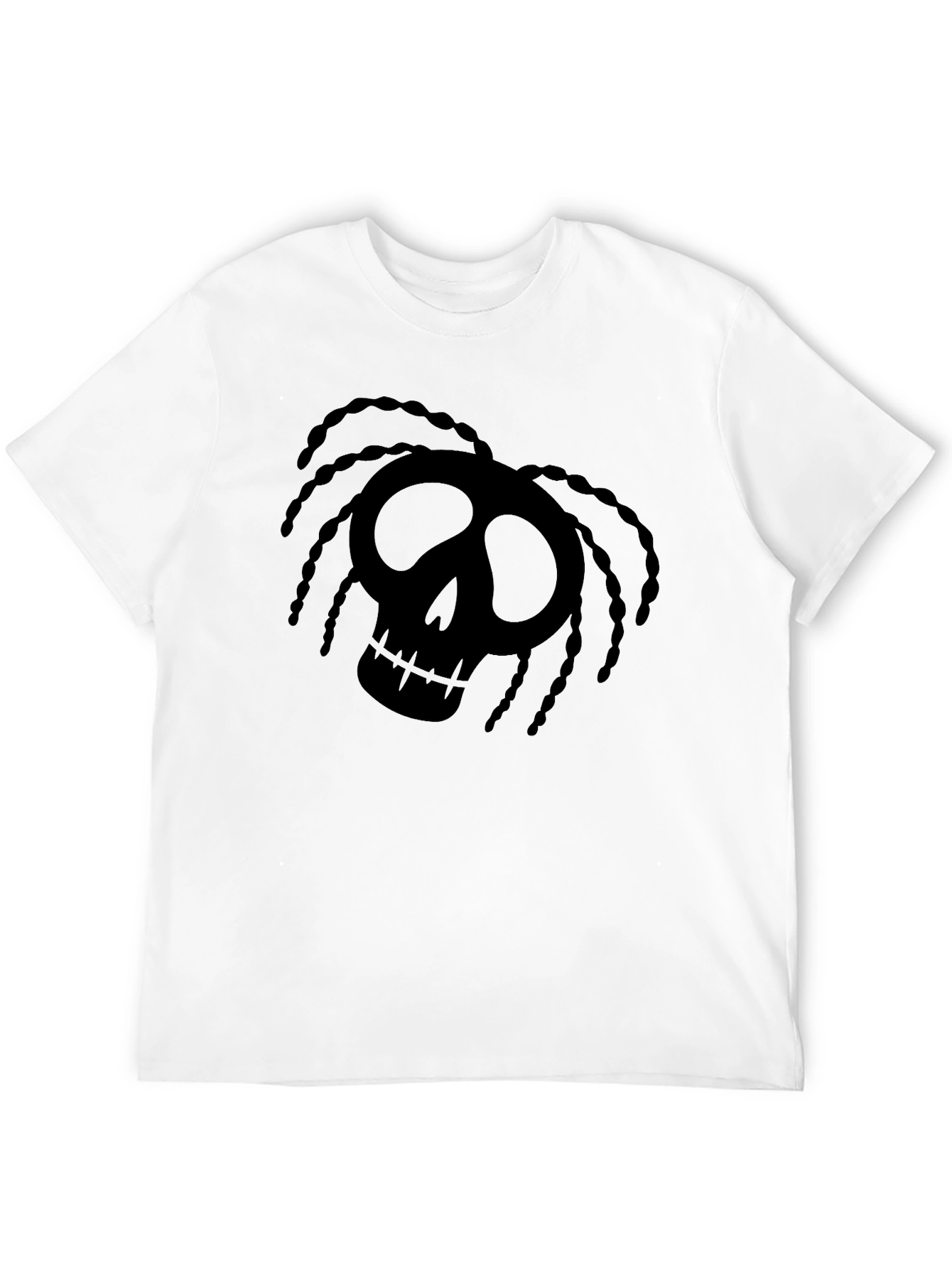 Skull Dreadlock Graphic T-Shirt - Black