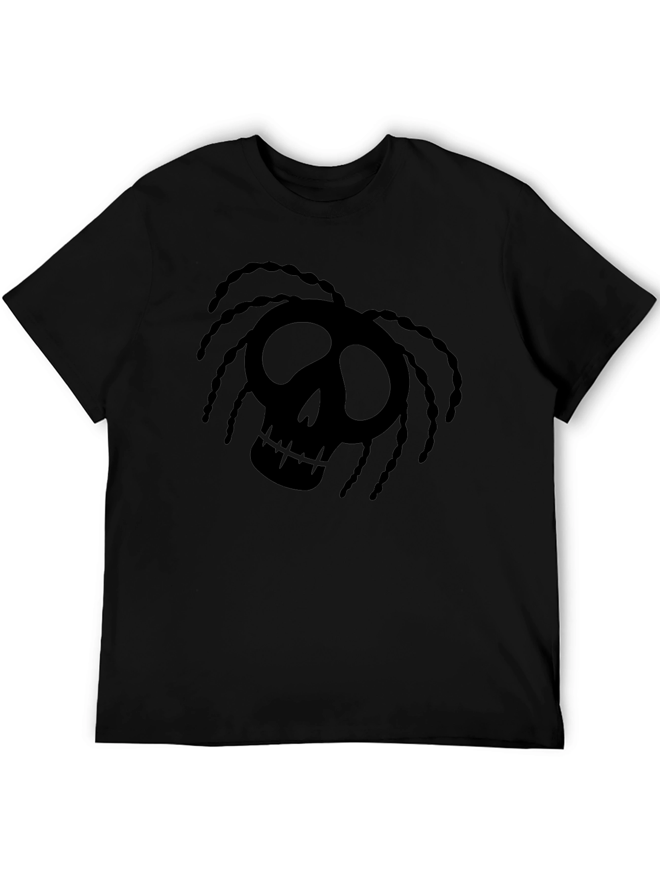 Skull Dreadlock Graphic T-Shirt - Black