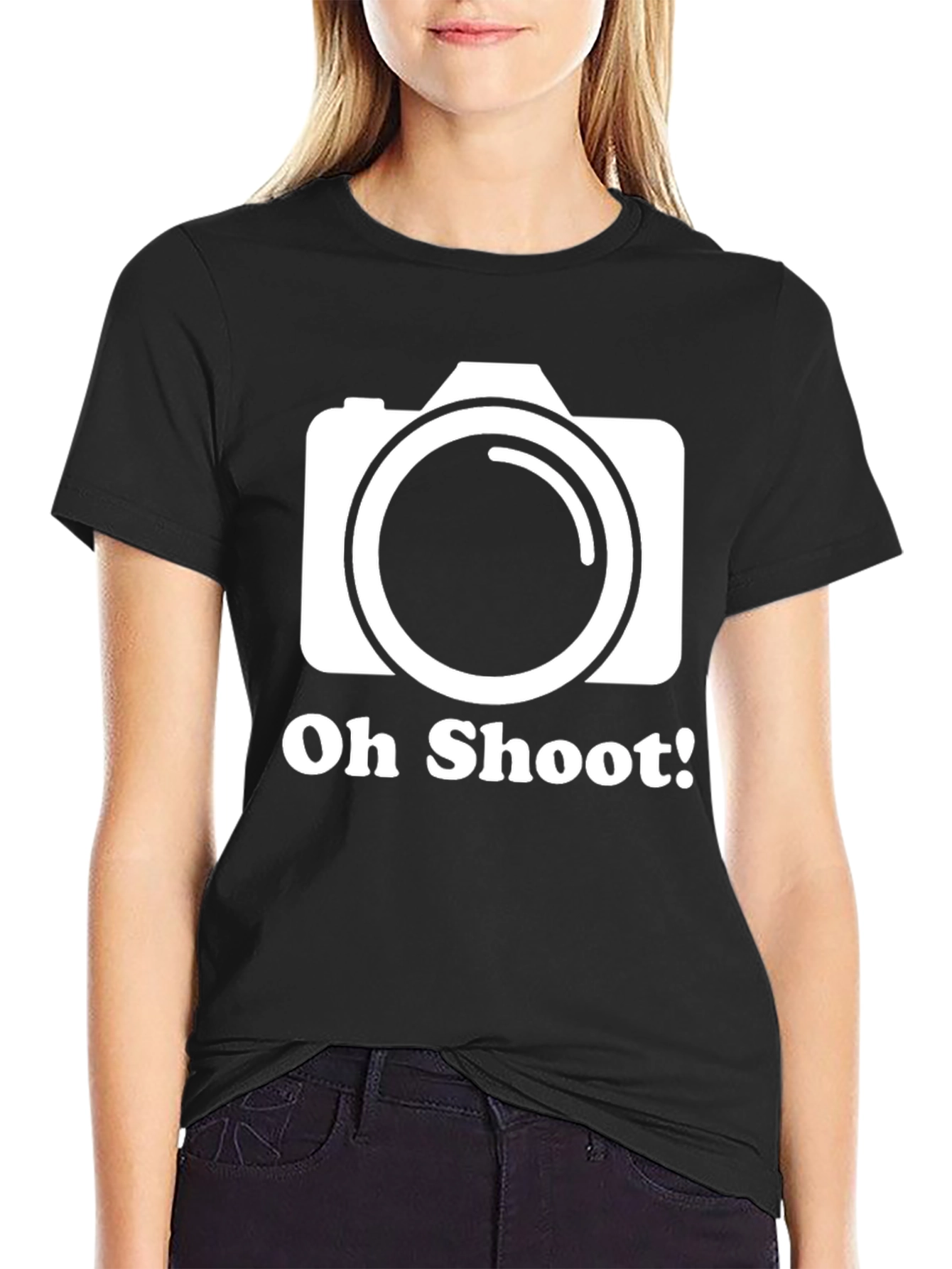 Oh Shoot! Camera Graphic Black T-Shirt