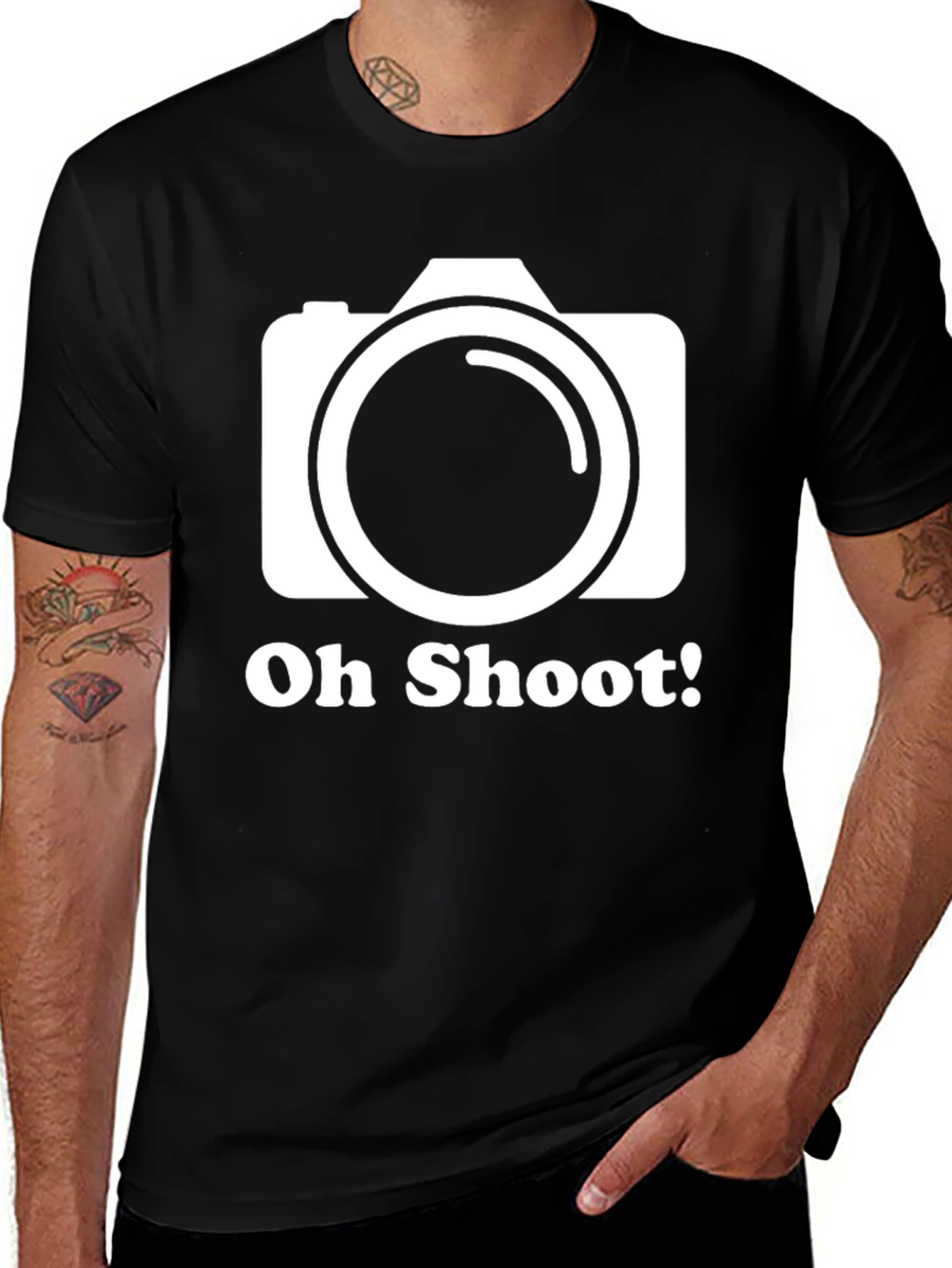 Oh Shoot! Camera Graphic Black T-Shirt
