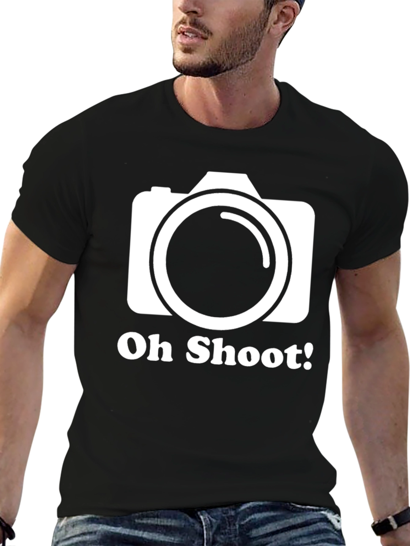 Oh Shoot! Camera Graphic Black T-Shirt