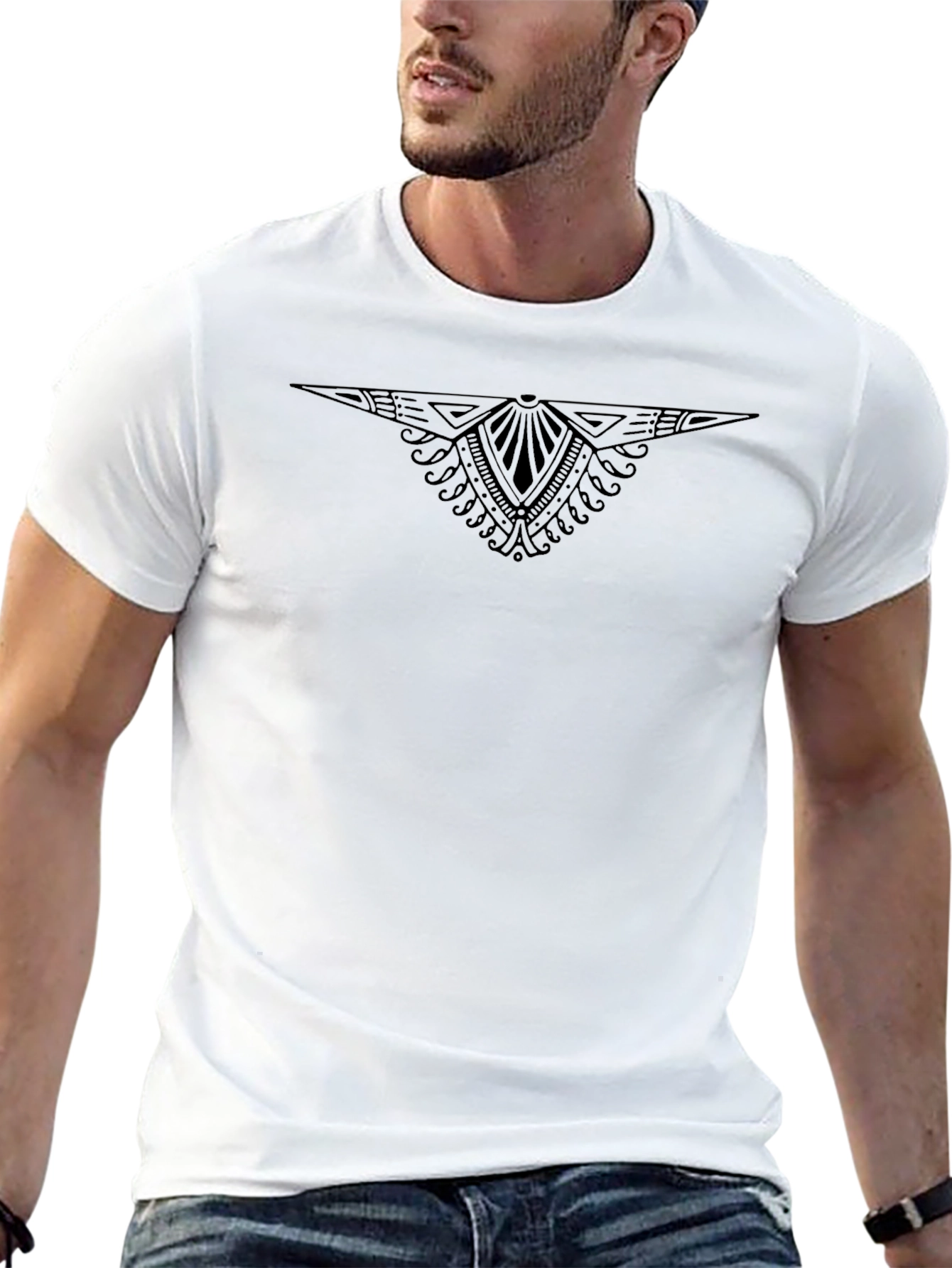 Geometric Design Black T-Shirt