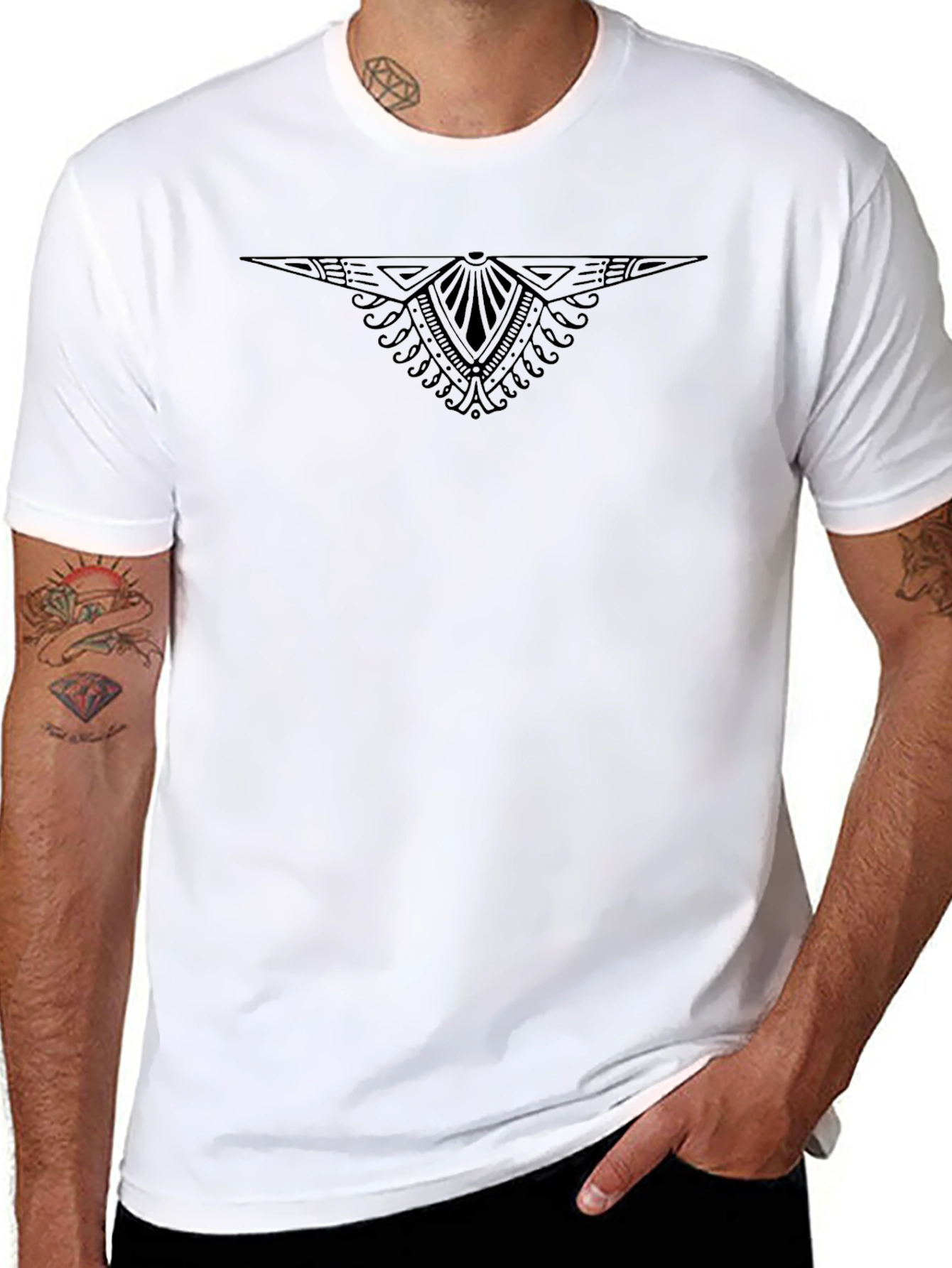 Geometric Design Black T-Shirt