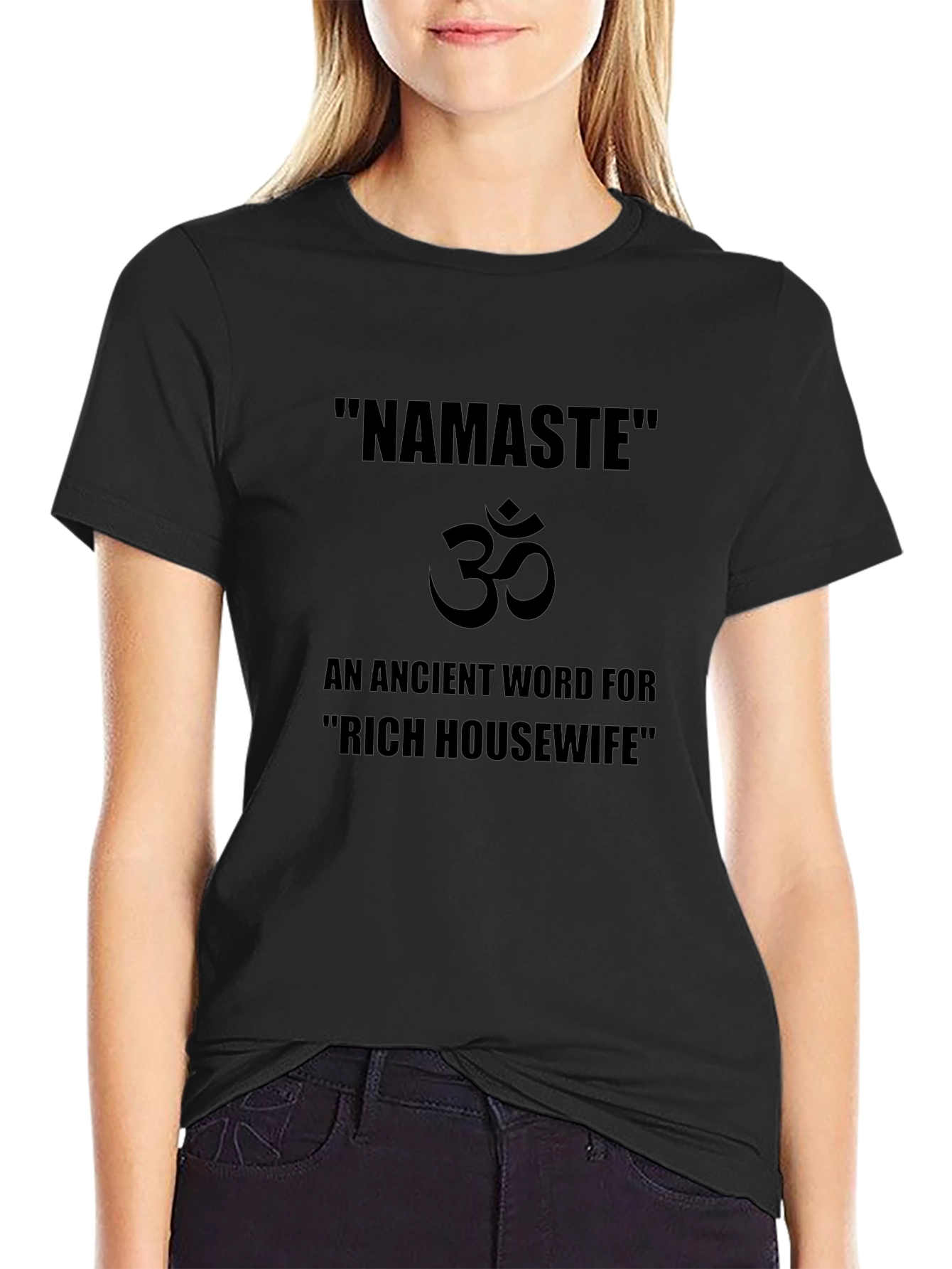 Namaste Rich Housewife Black T-Shirt