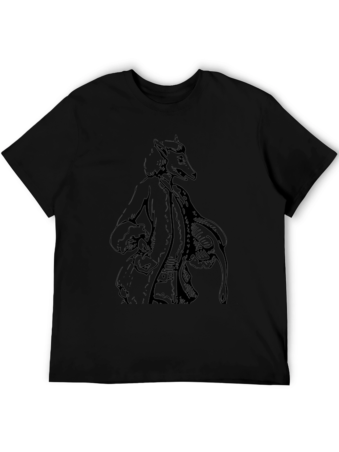 Fanciful Fox Graphic Tee - Black Cotton Shirt
