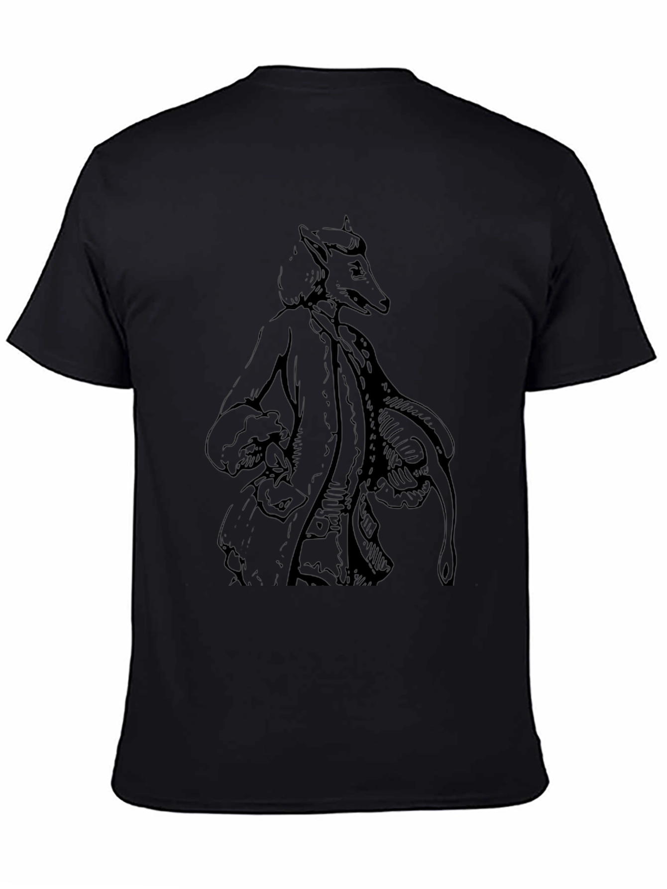 Fanciful Fox Graphic Tee - Black Cotton Shirt