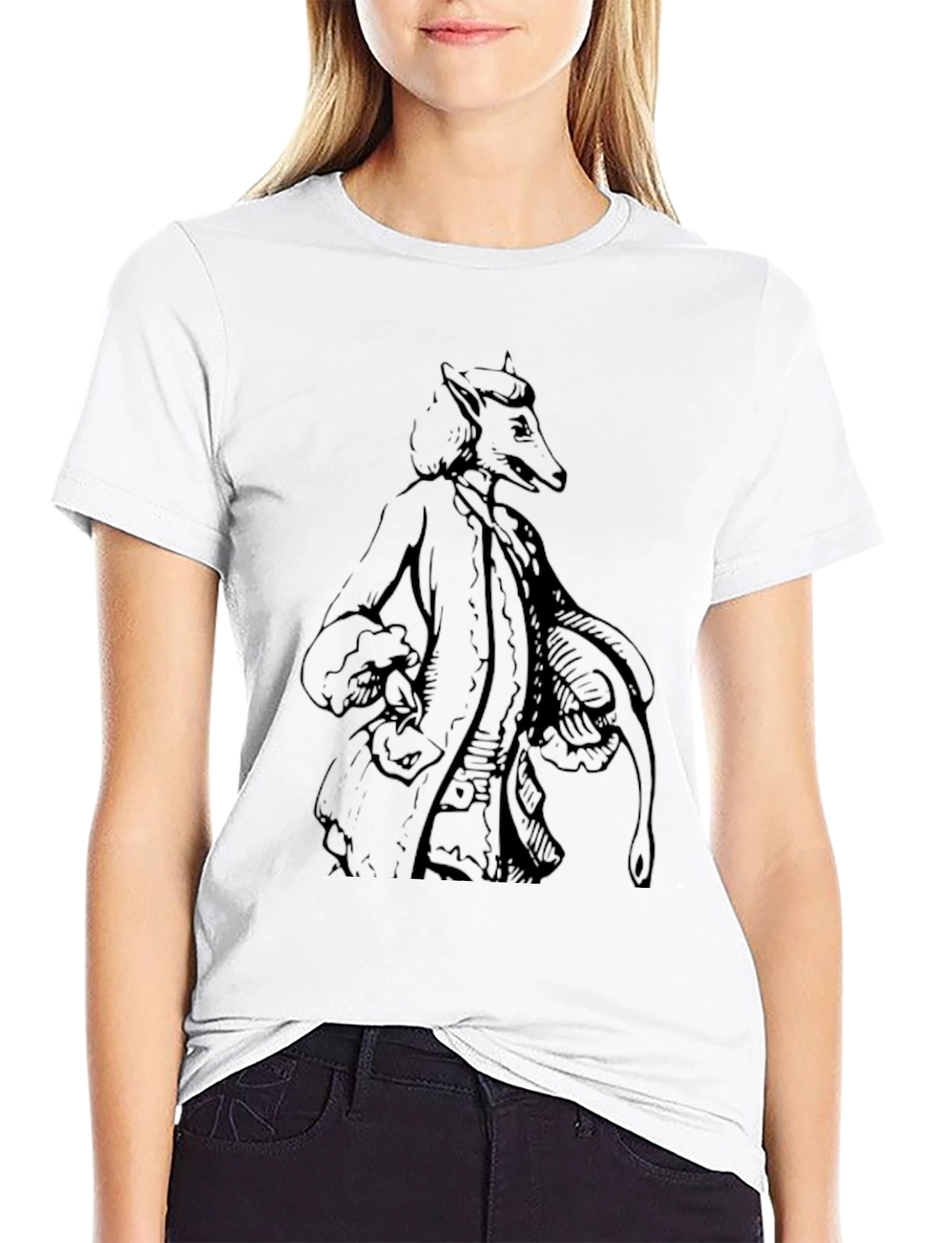 Fanciful Fox Graphic Tee - Black Cotton Shirt