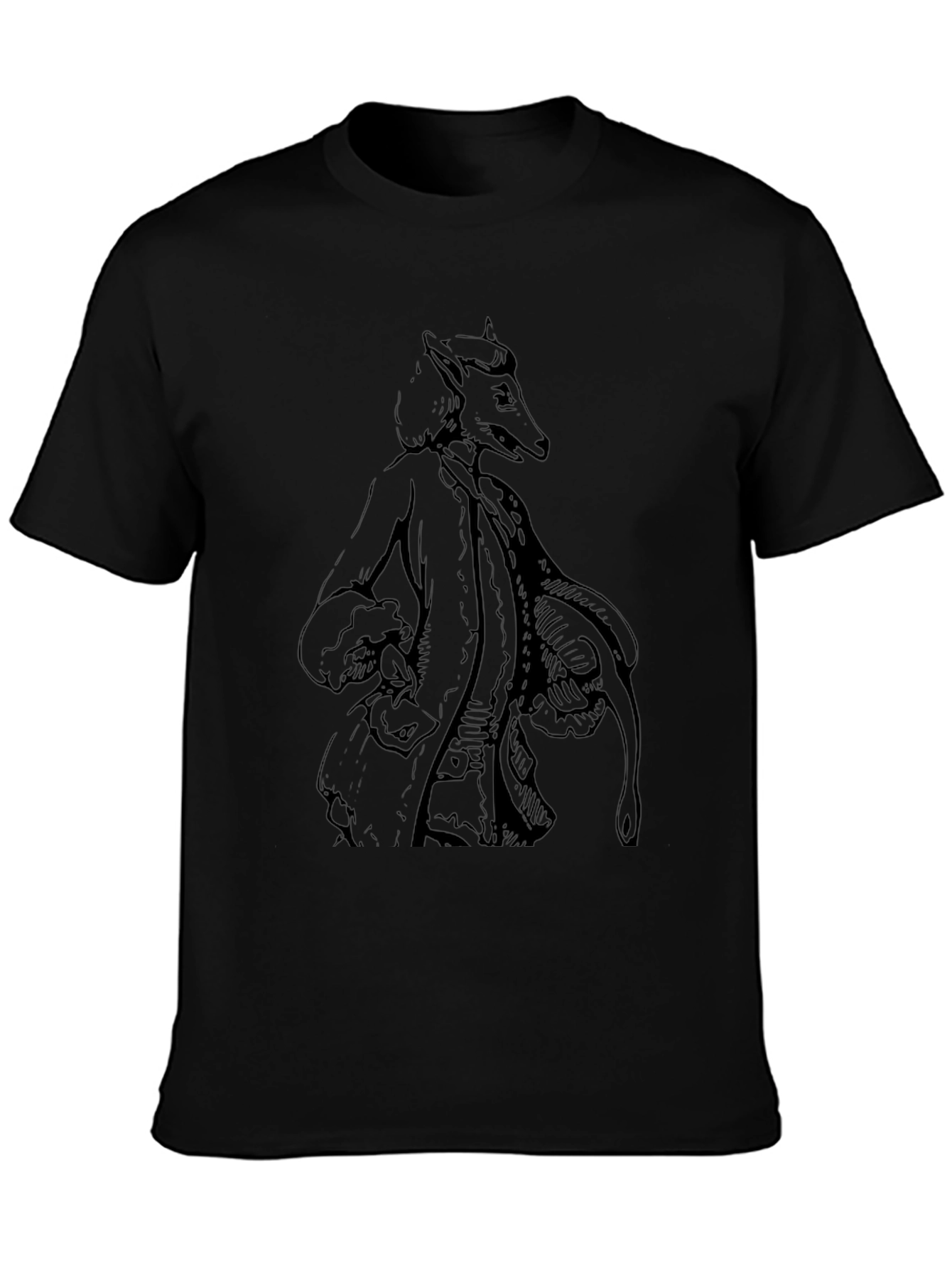 Fanciful Fox Graphic Tee - Black Cotton Shirt