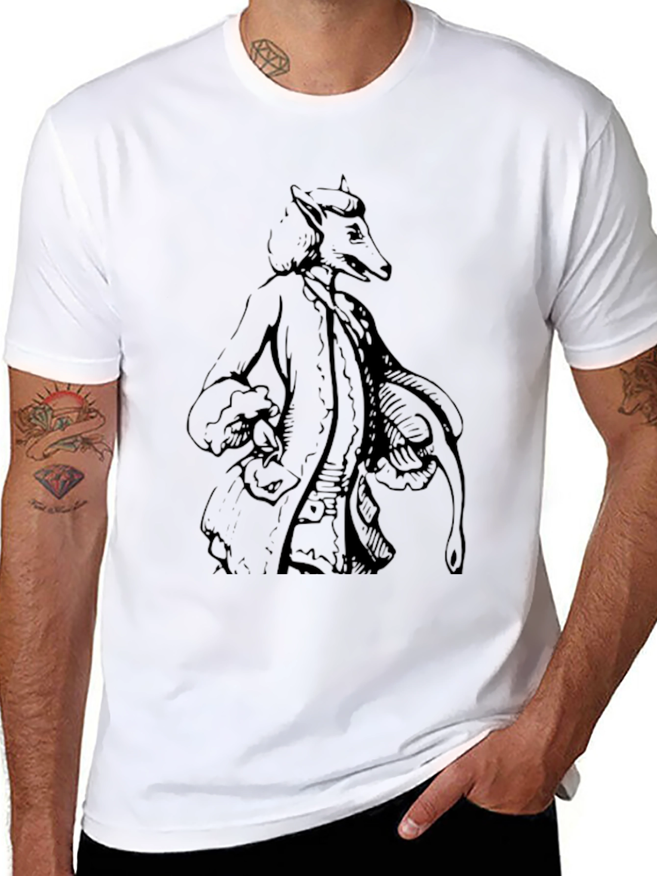 Fanciful Fox Graphic Tee - Black Cotton Shirt
