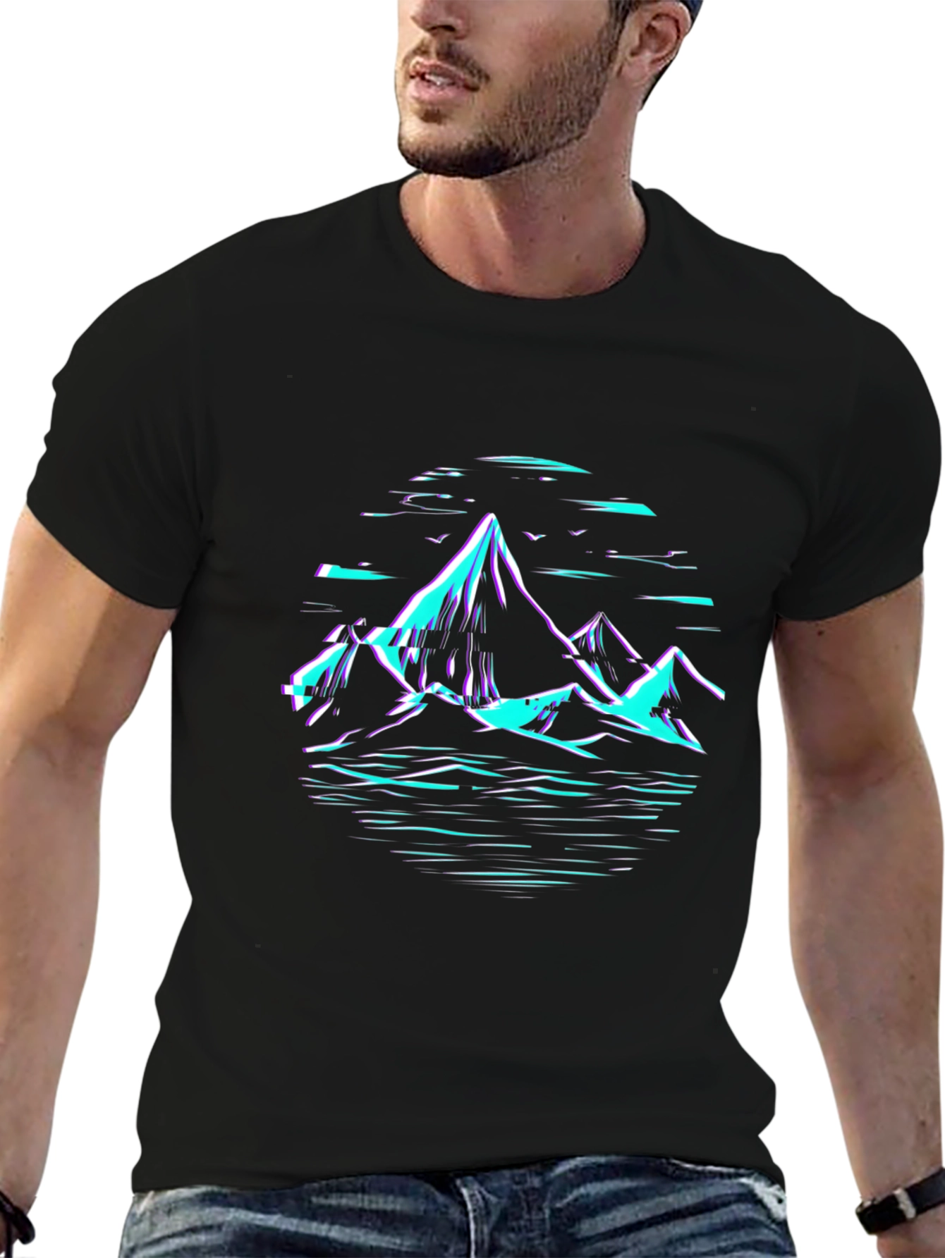 Mountainscape Graphic T-Shirt - Black