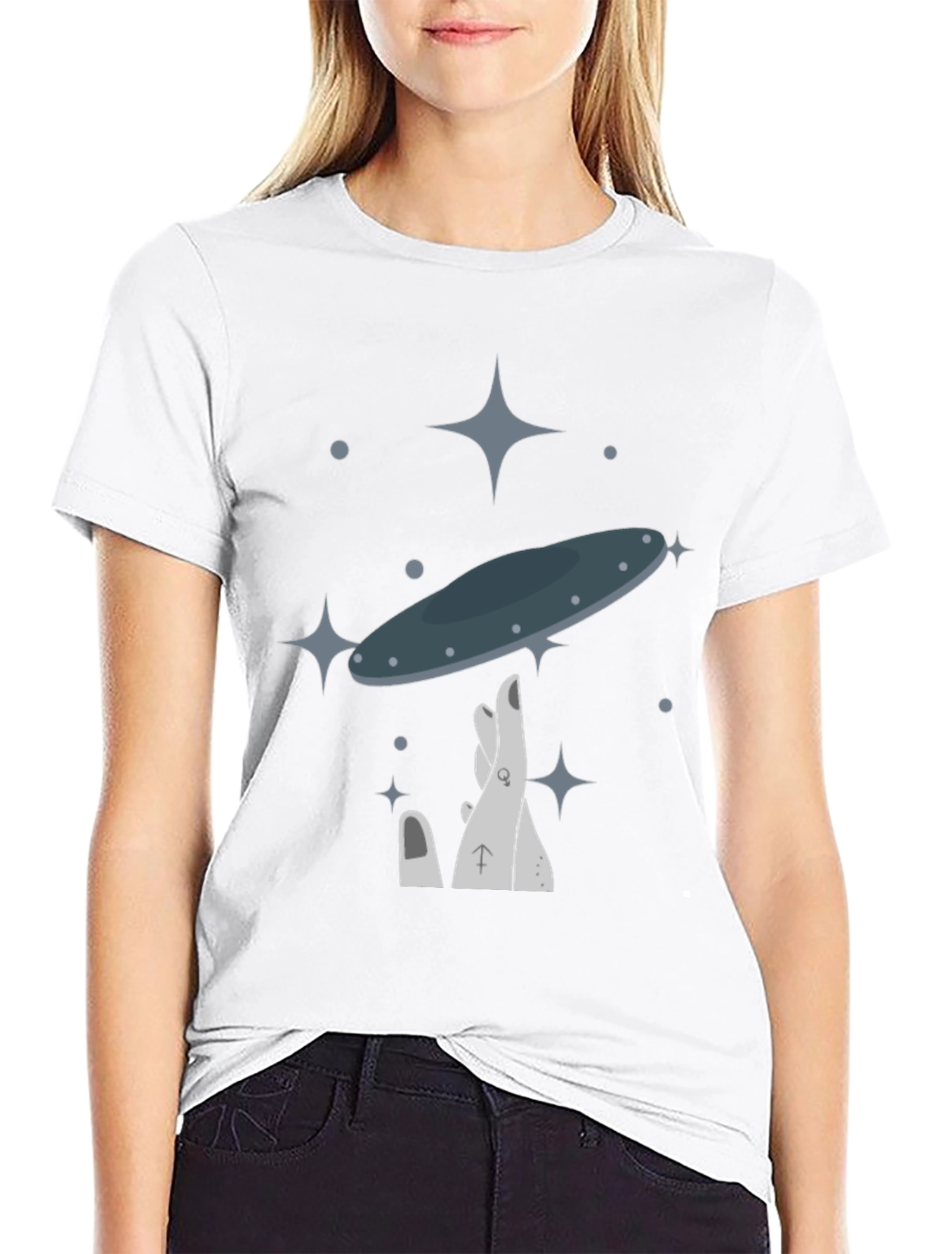 UFO Balance Graphic Tee - Black Cotton Blend