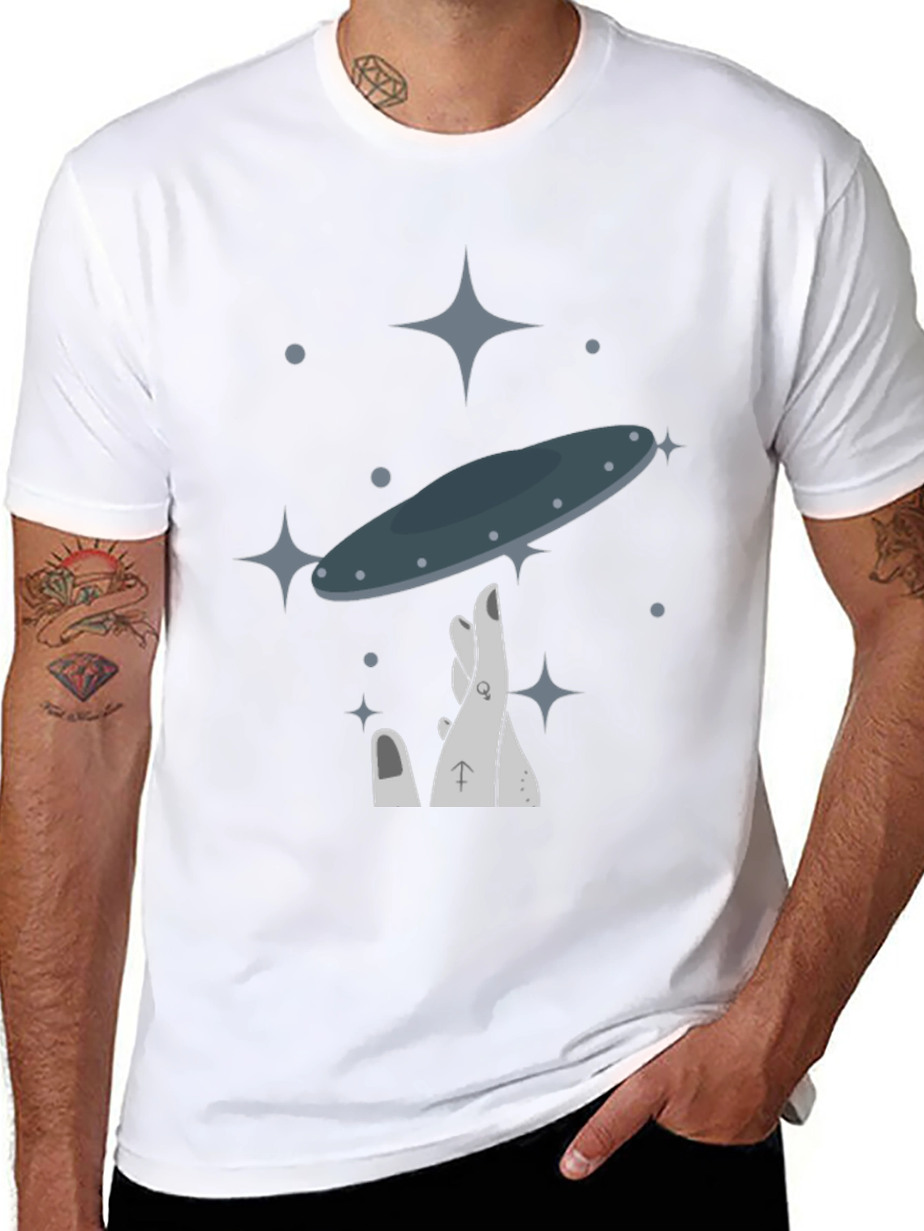 UFO Balance Graphic Tee - Black Cotton Blend