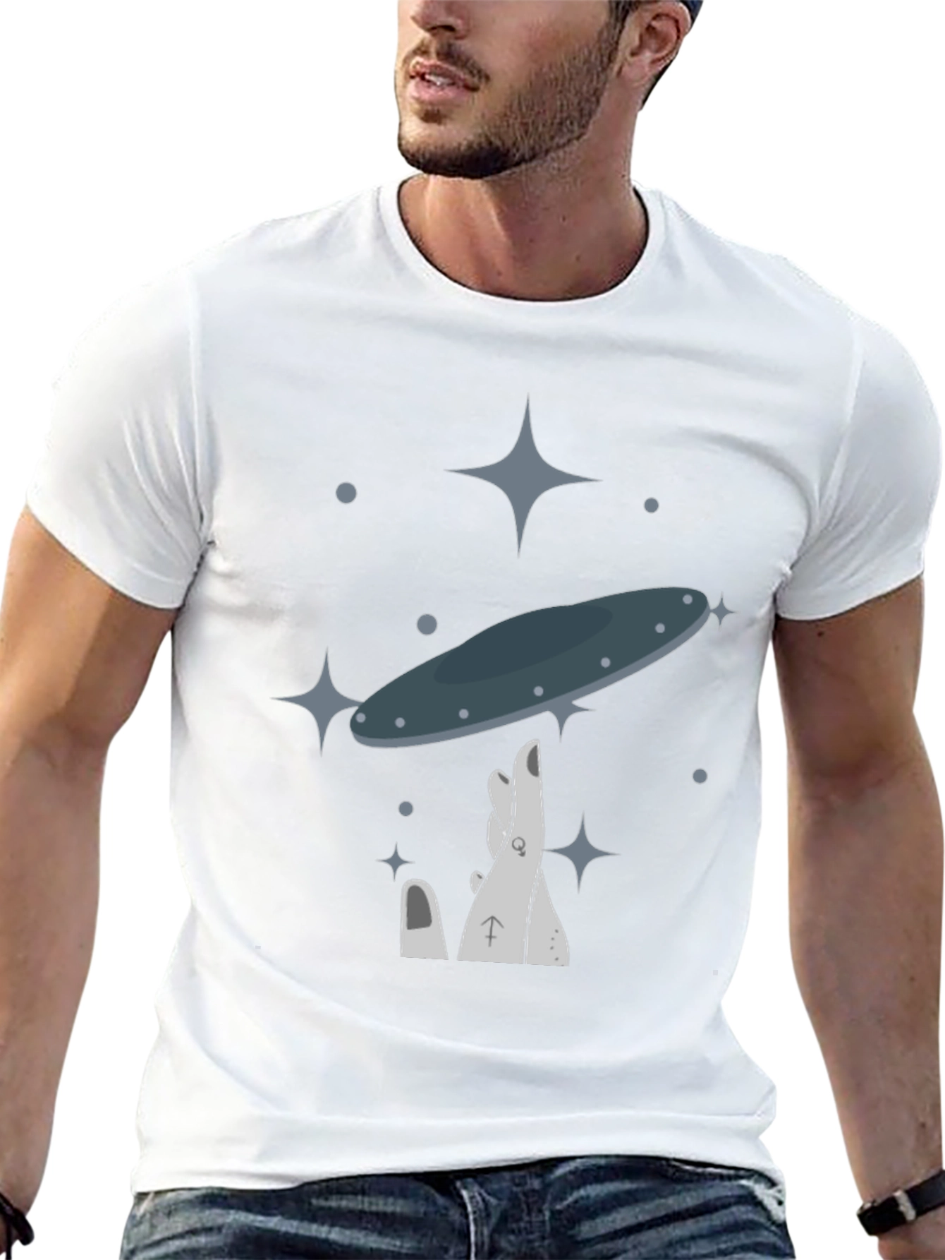 UFO Balance Graphic Tee - Black Cotton Blend