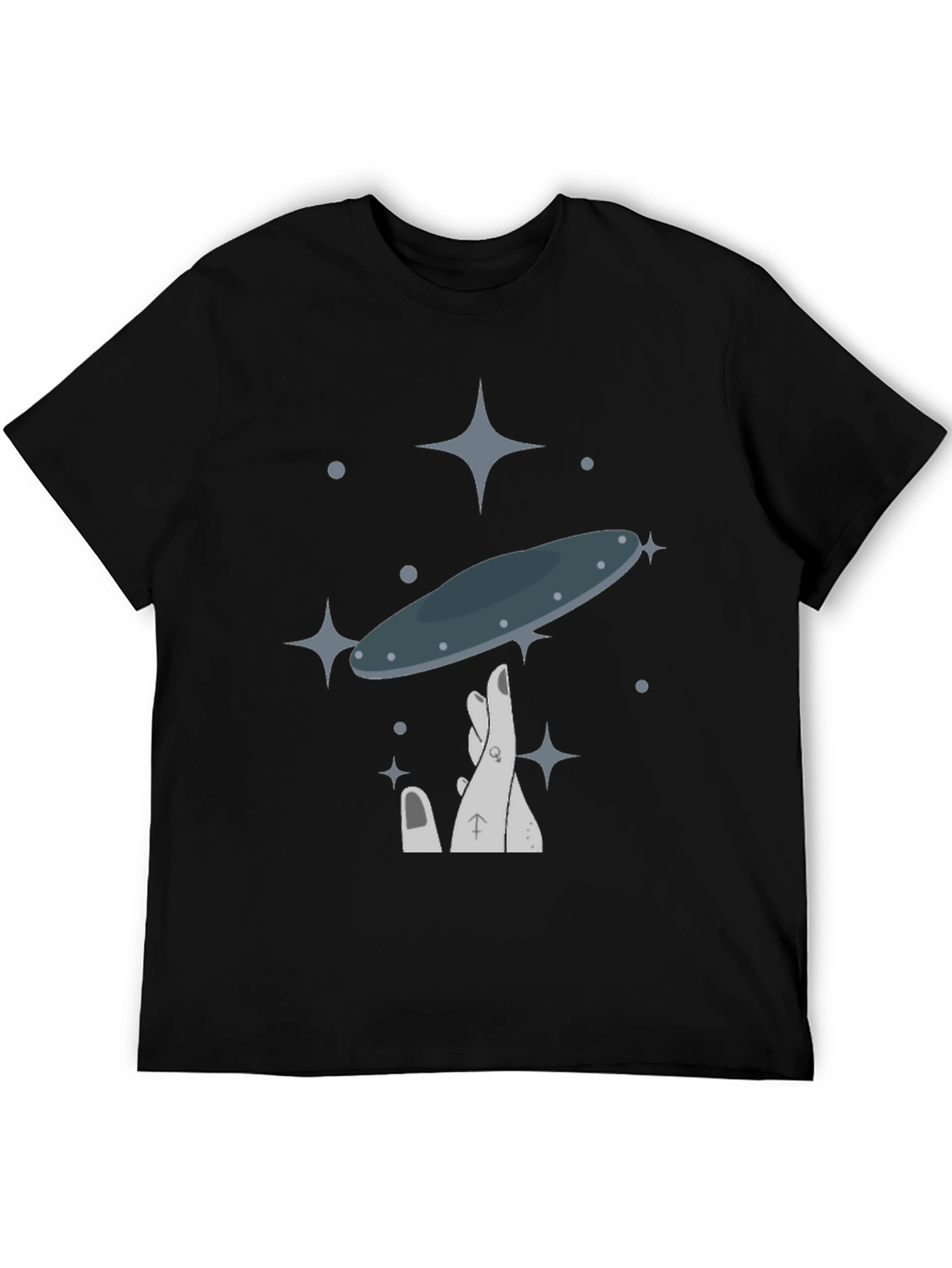 UFO Balance Graphic Tee - Black Cotton Blend