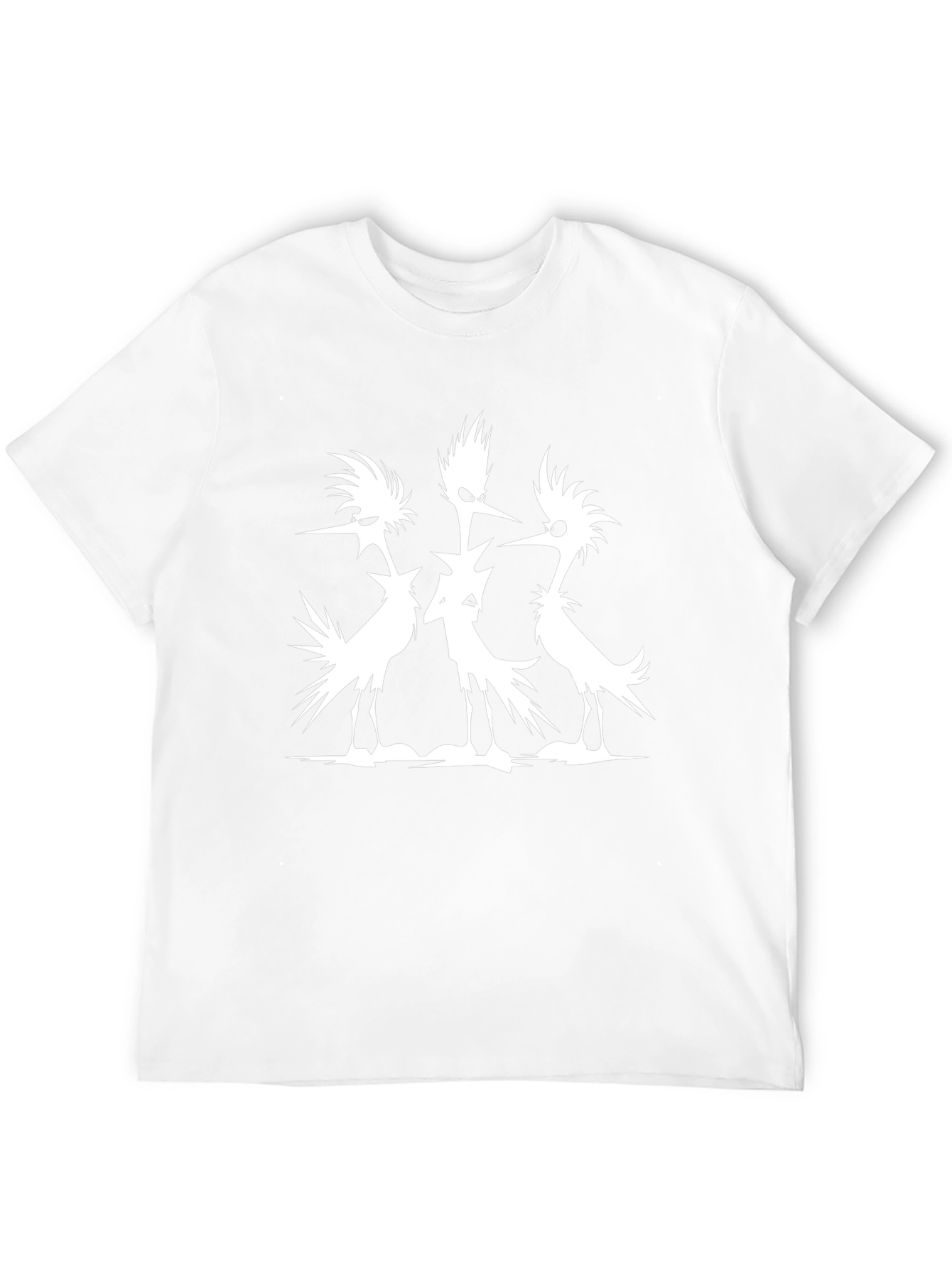 Mens Black T-Shirt with Silhouetted Bird Design