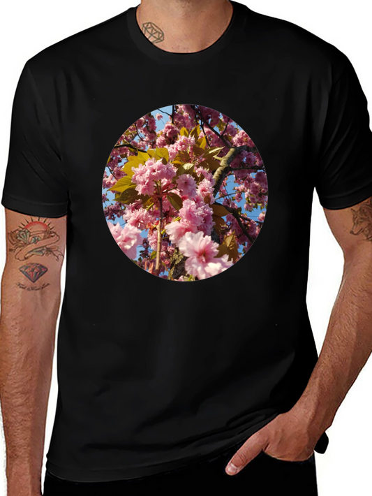 Cherry Blossom Print Black T-Shirt