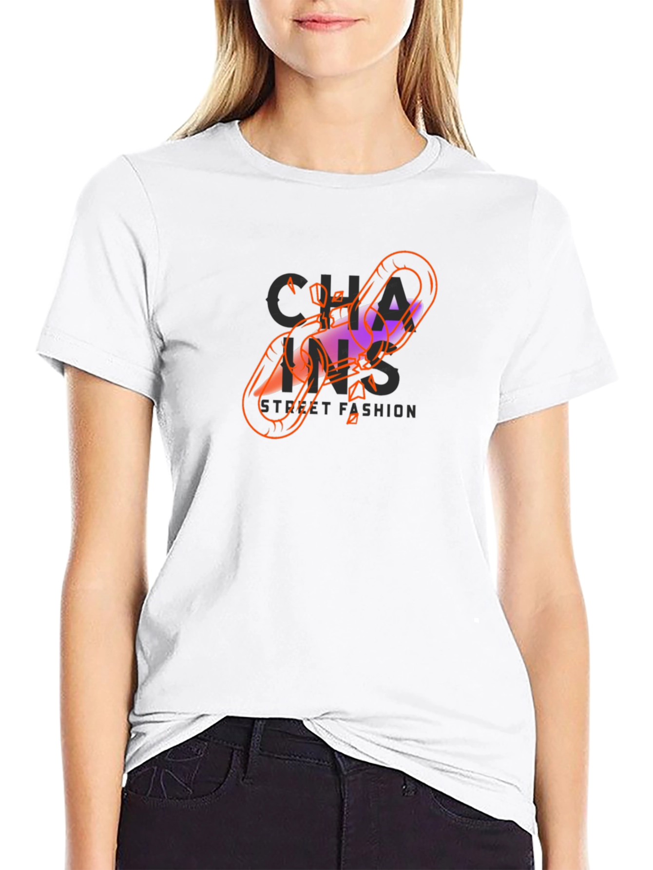 Chains Street Fashion Black Graphic Tee