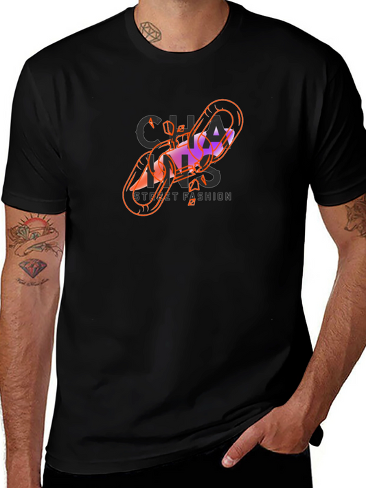 Chains Street Fashion Black Graphic Tee