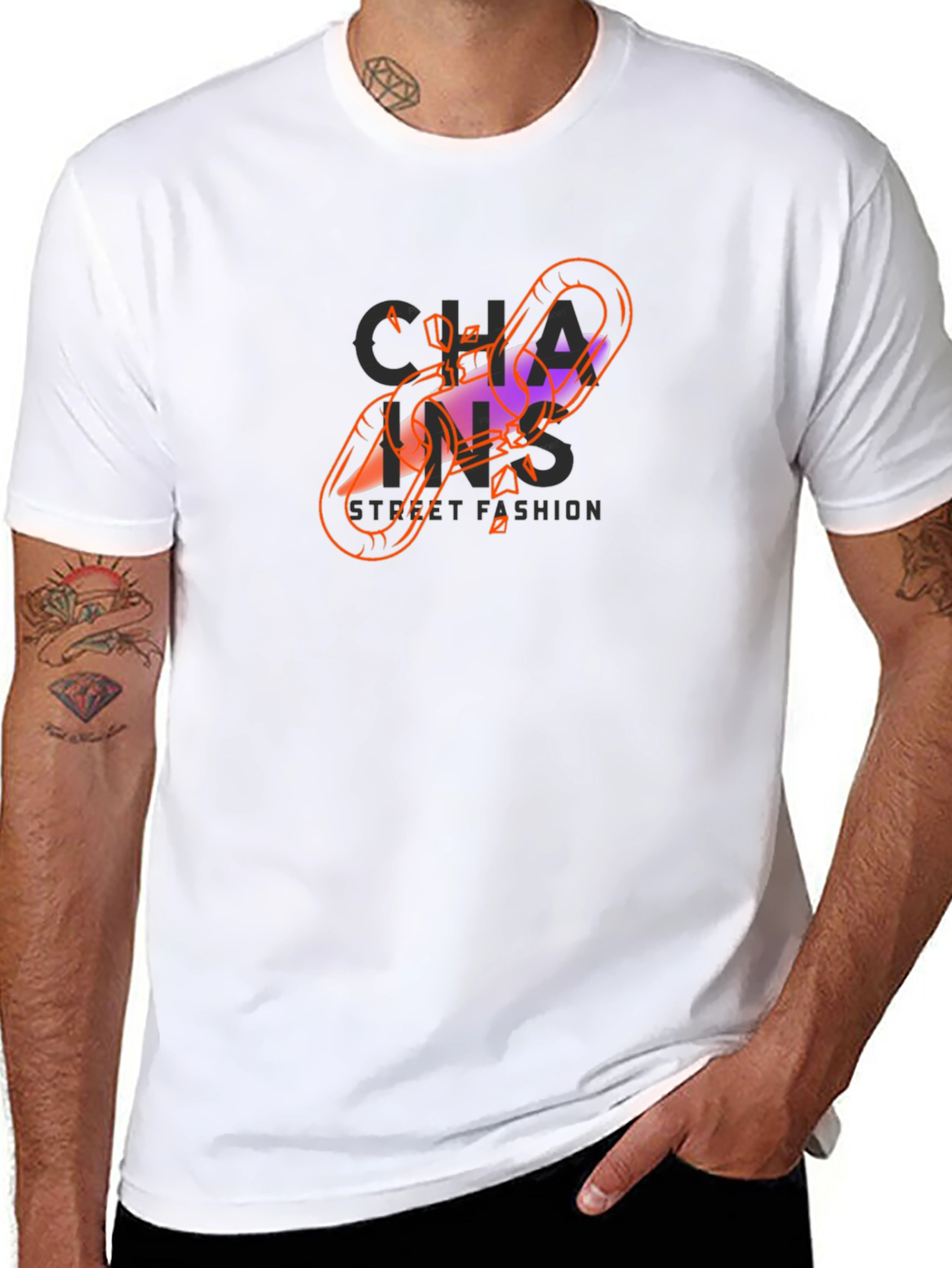 Chains Street Fashion Black Graphic Tee