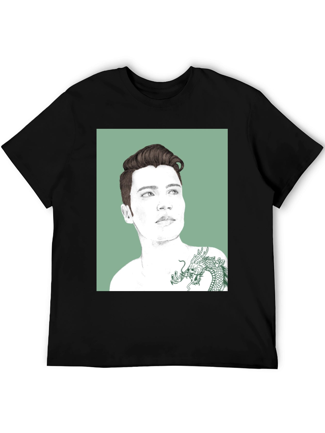 Graphic Tee - Man Portrait with Dragon Tattoo