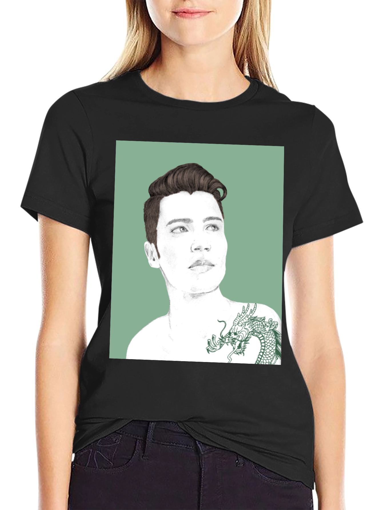 Graphic Tee - Man Portrait with Dragon Tattoo