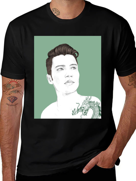 Graphic Tee - Man Portrait with Dragon Tattoo