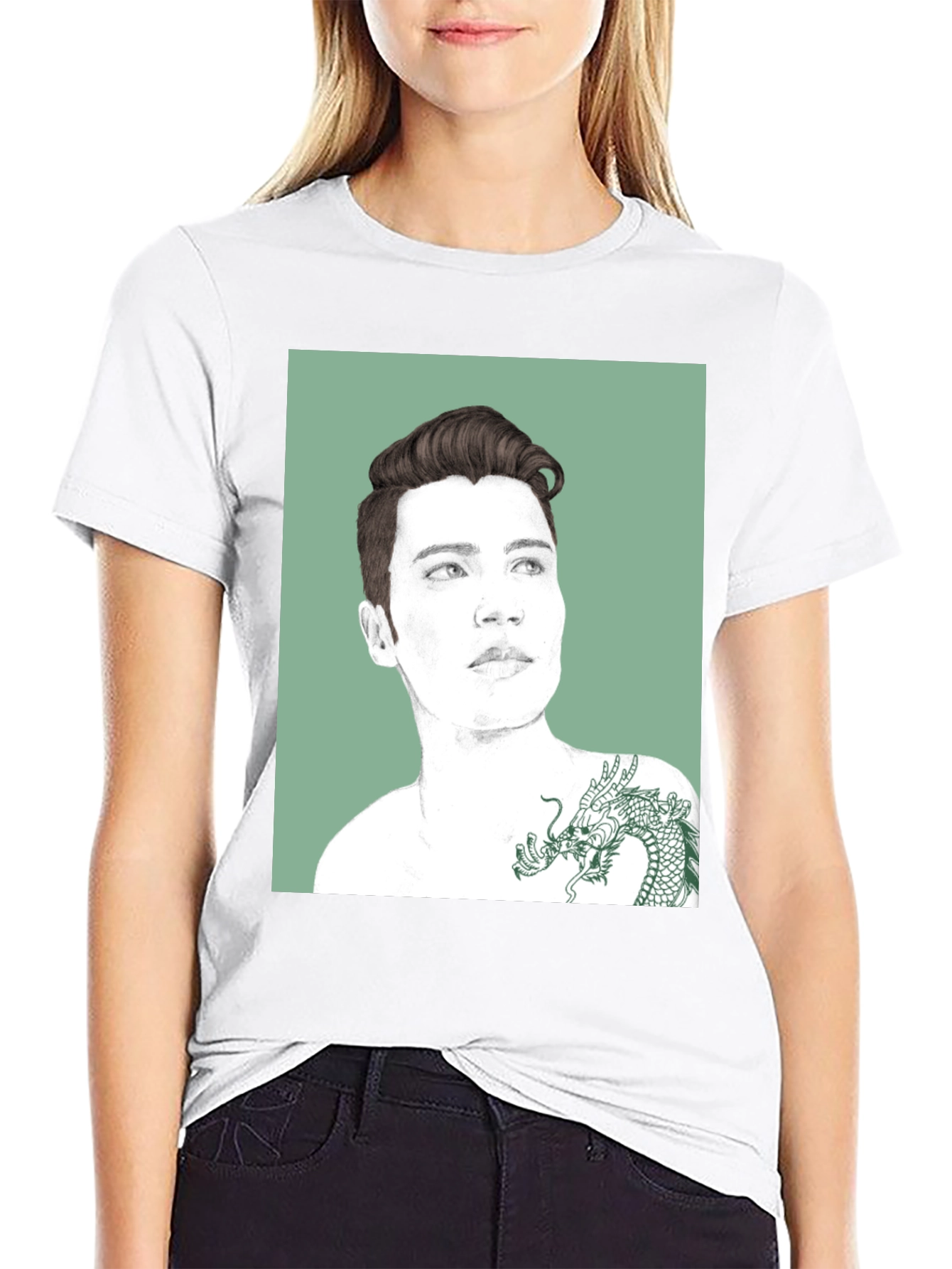 Graphic Tee - Man Portrait with Dragon Tattoo