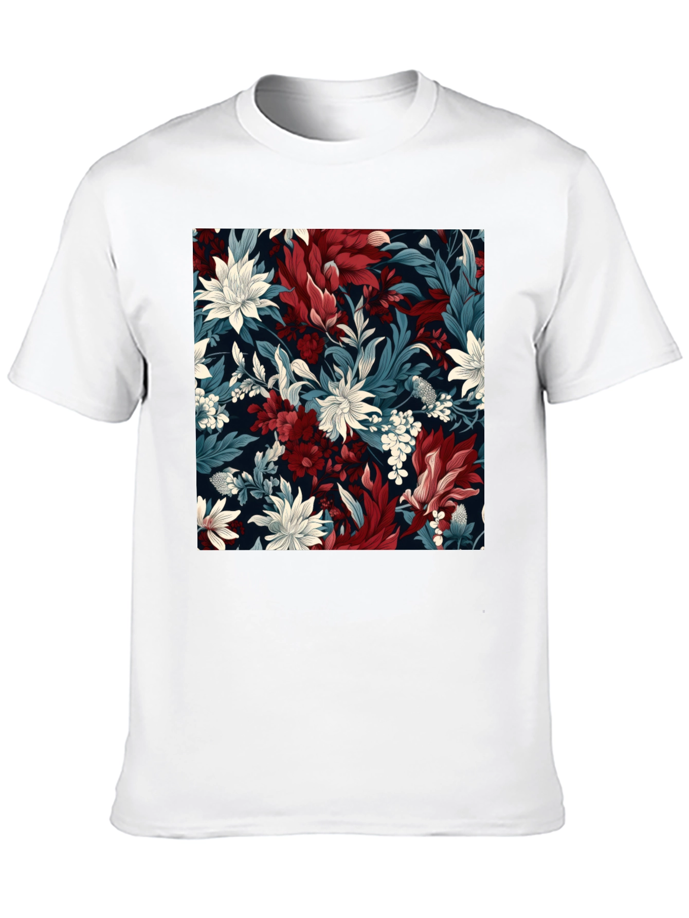 Floral Pattern Black T-Shirt - Modern Style