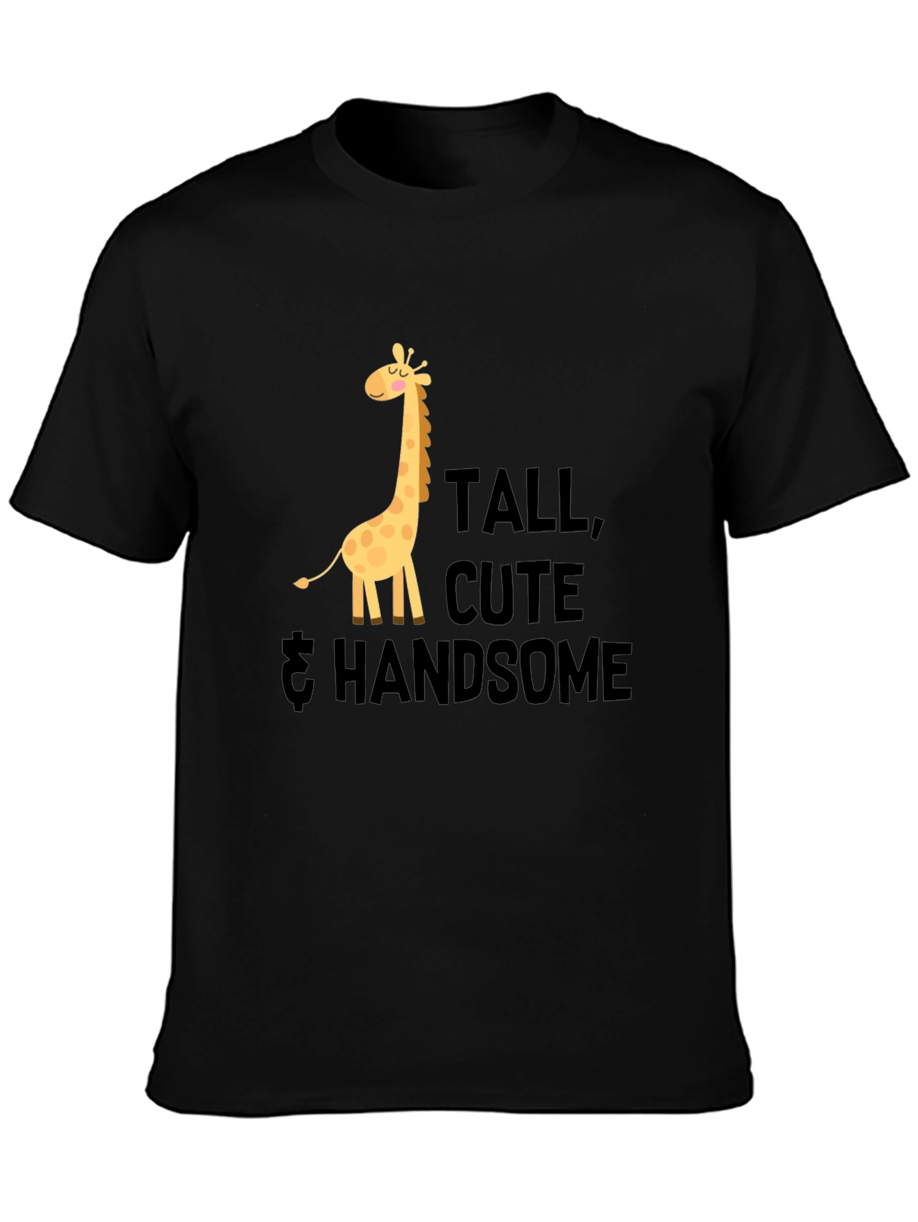 Tall Cute & Handsome Giraffe Graphic Tee - Black