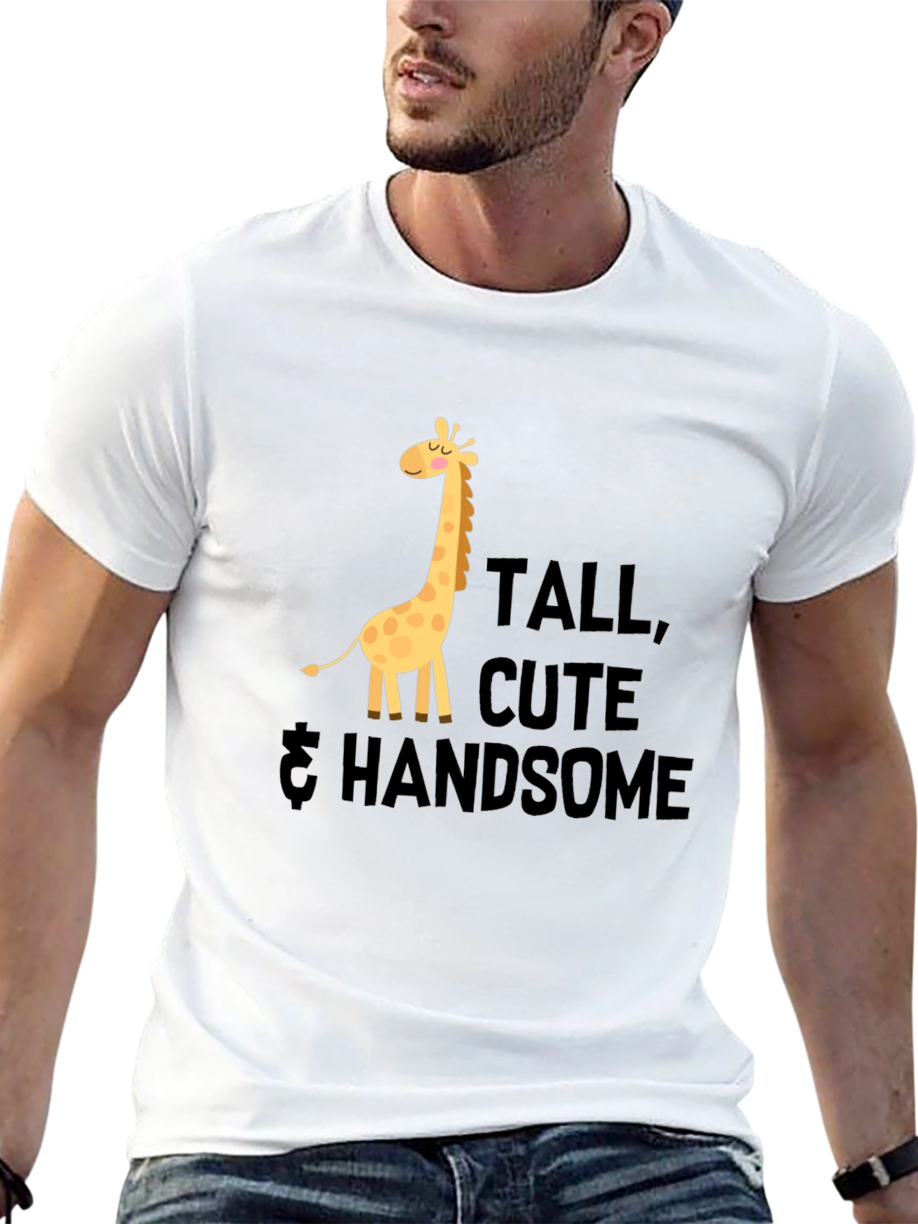 Tall Cute & Handsome Giraffe Graphic Tee - Black