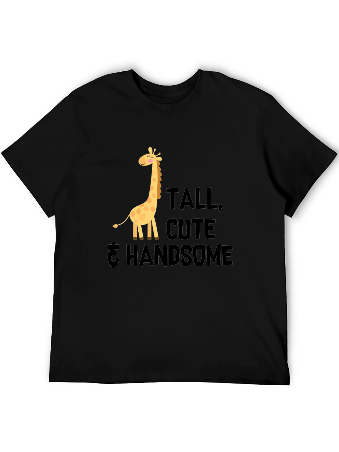 Tall Cute & Handsome Giraffe Graphic Tee - Black
