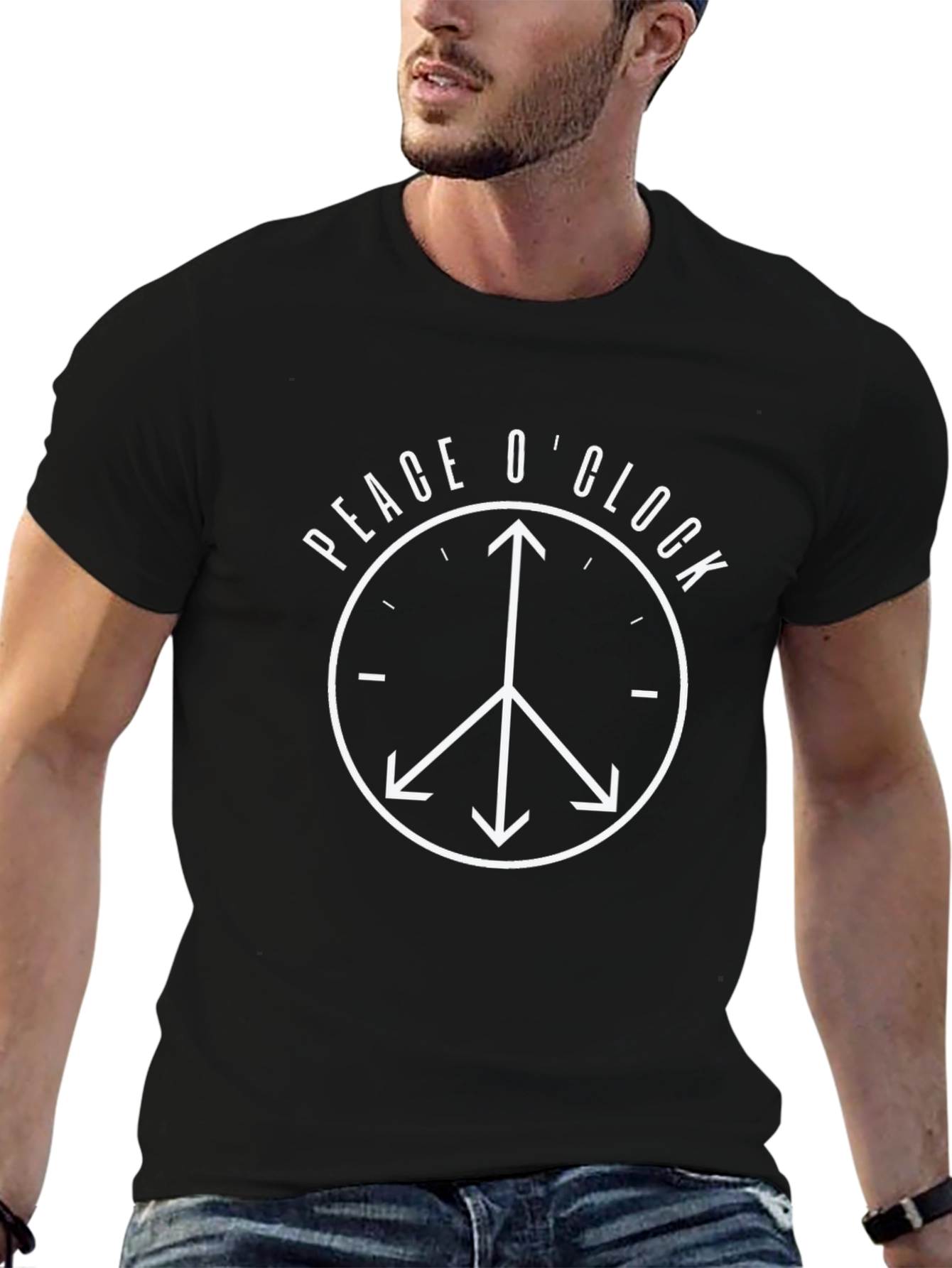 Peace OClock Black Graphic T-Shirt