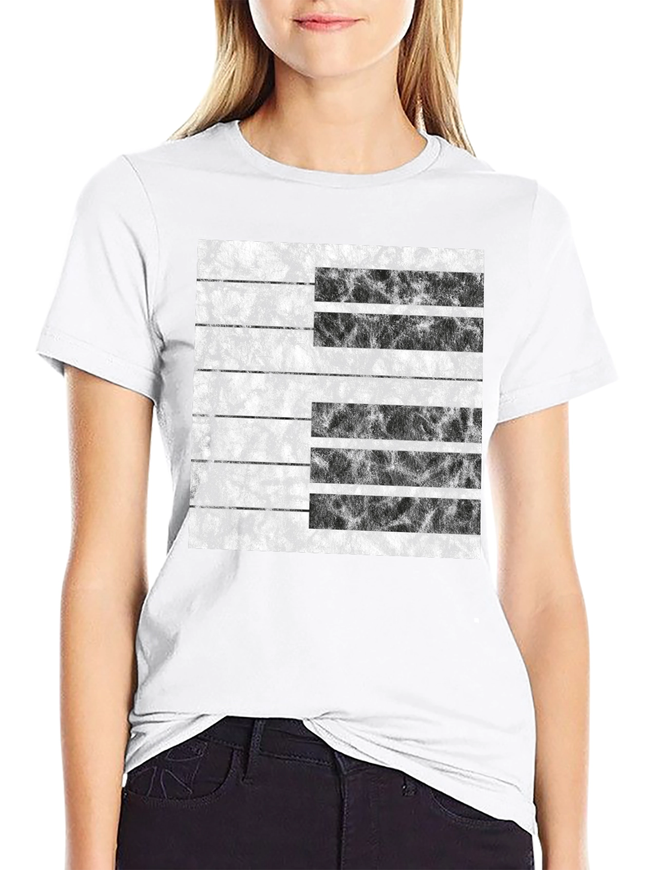 Abstract Grunge Stripe Graphic Tee