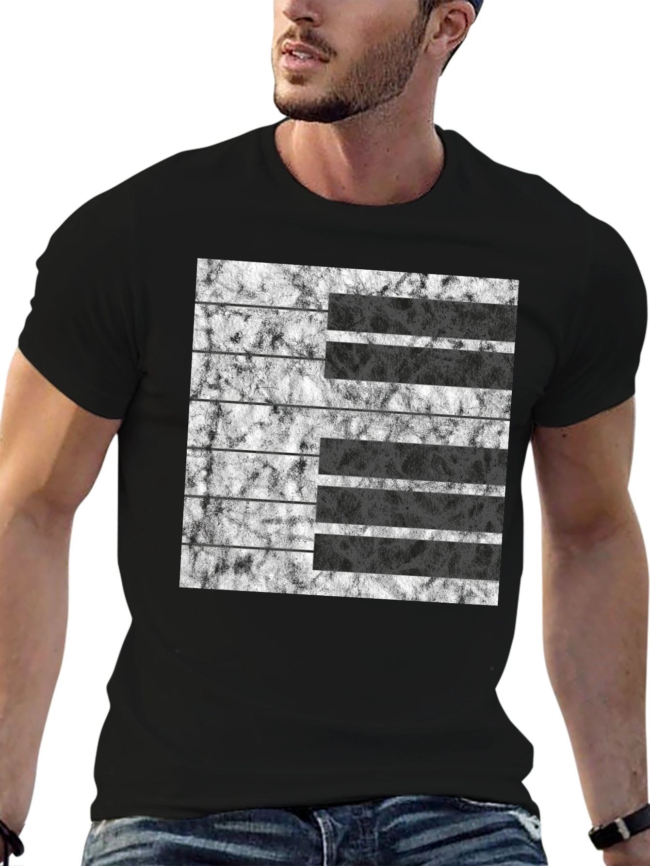 Abstract Grunge Stripe Graphic Tee