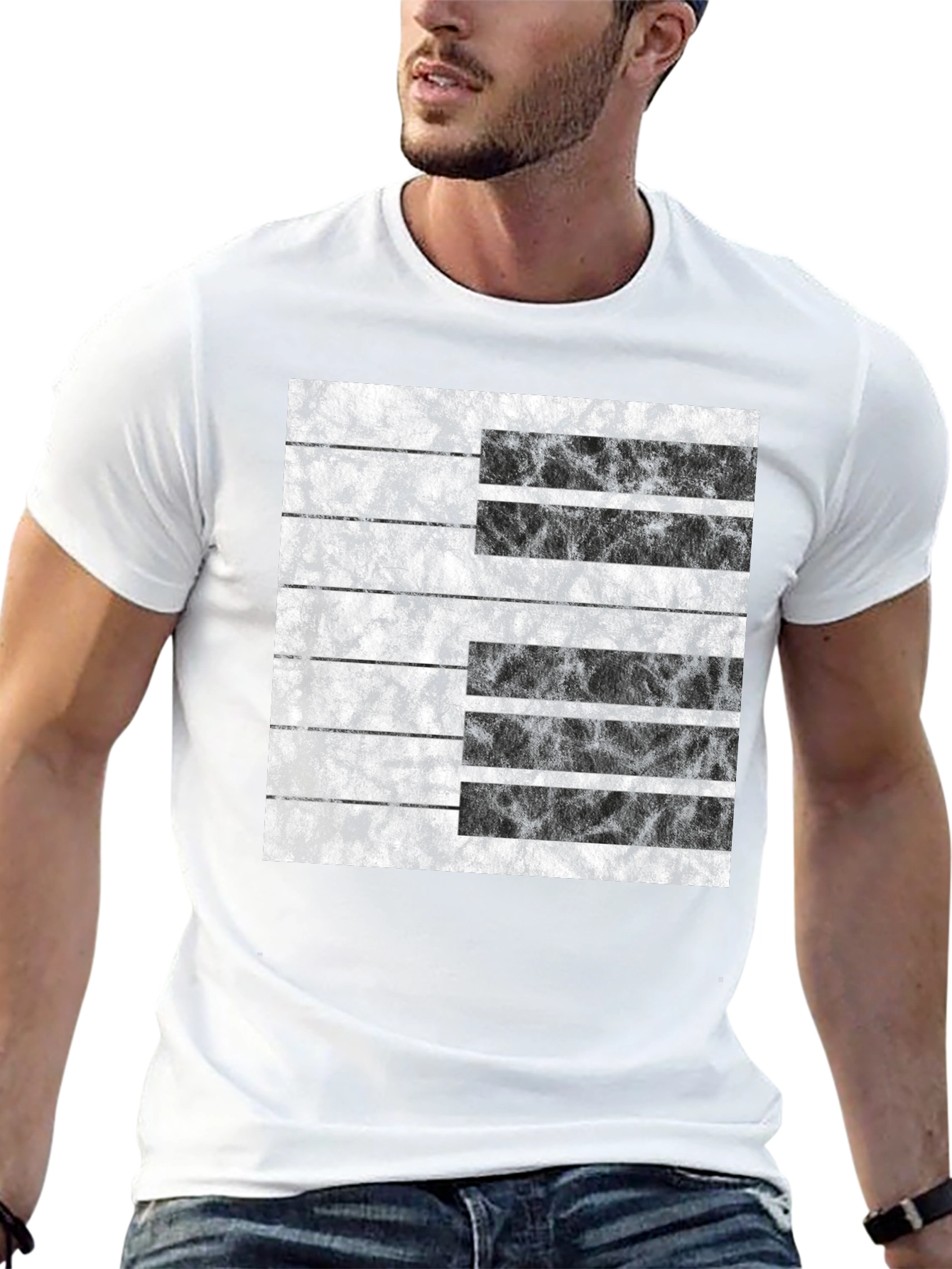 Abstract Grunge Stripe Graphic Tee