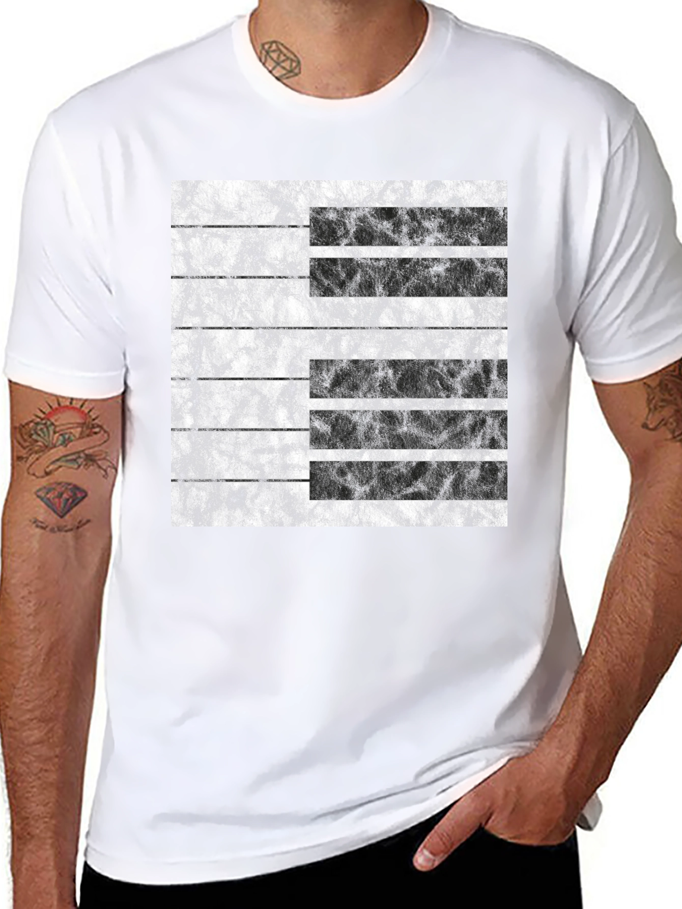 Abstract Grunge Stripe Graphic Tee