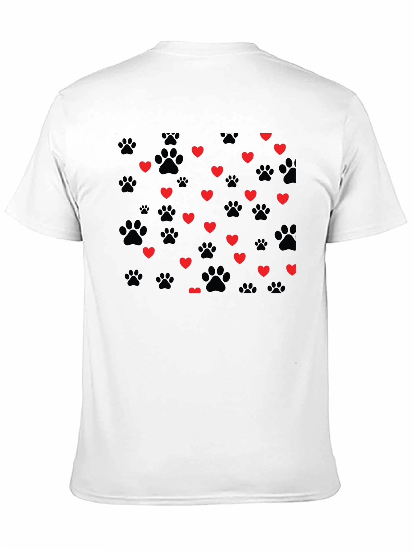 Heart Paw Print T-Shirt - Black Crew Neck Tee