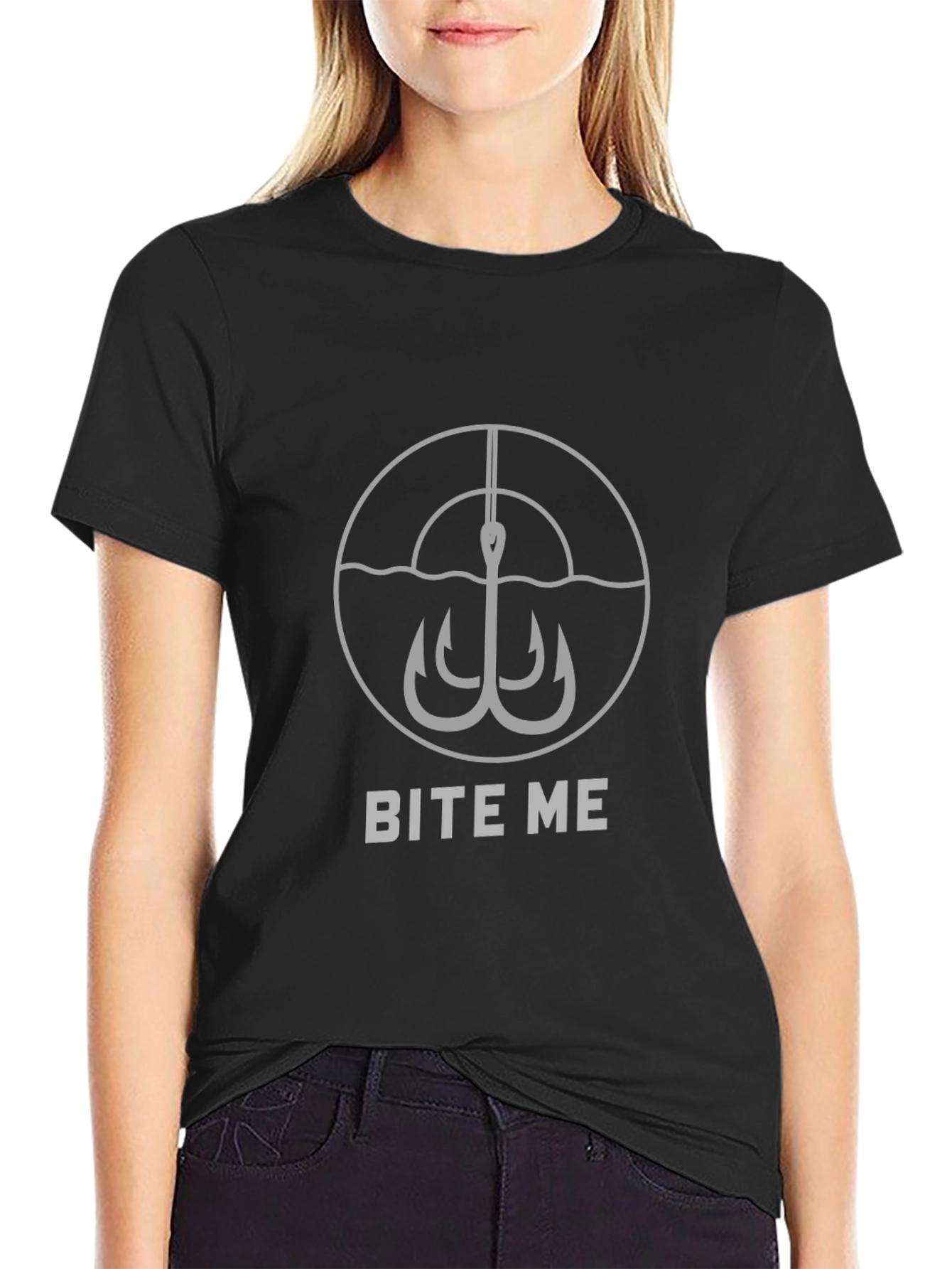 Bite Me Fishing Hook Graphic T-Shirt