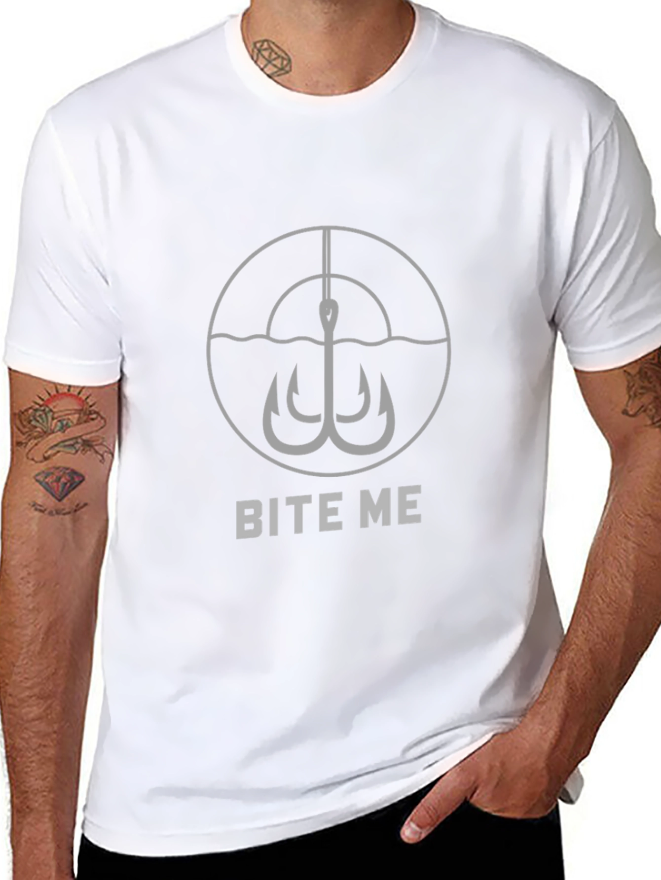 Bite Me Fishing Hook Graphic T-Shirt